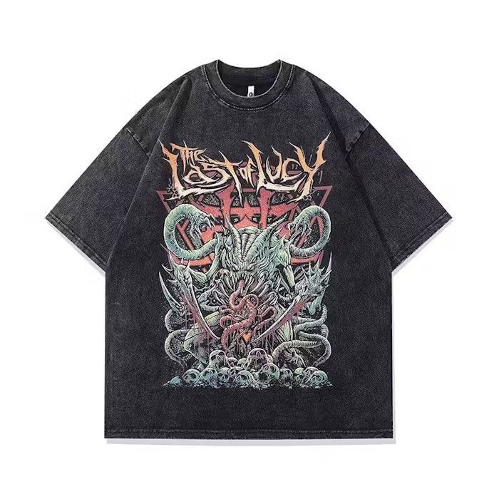 Kraken Graphic Washed Black T Shirt