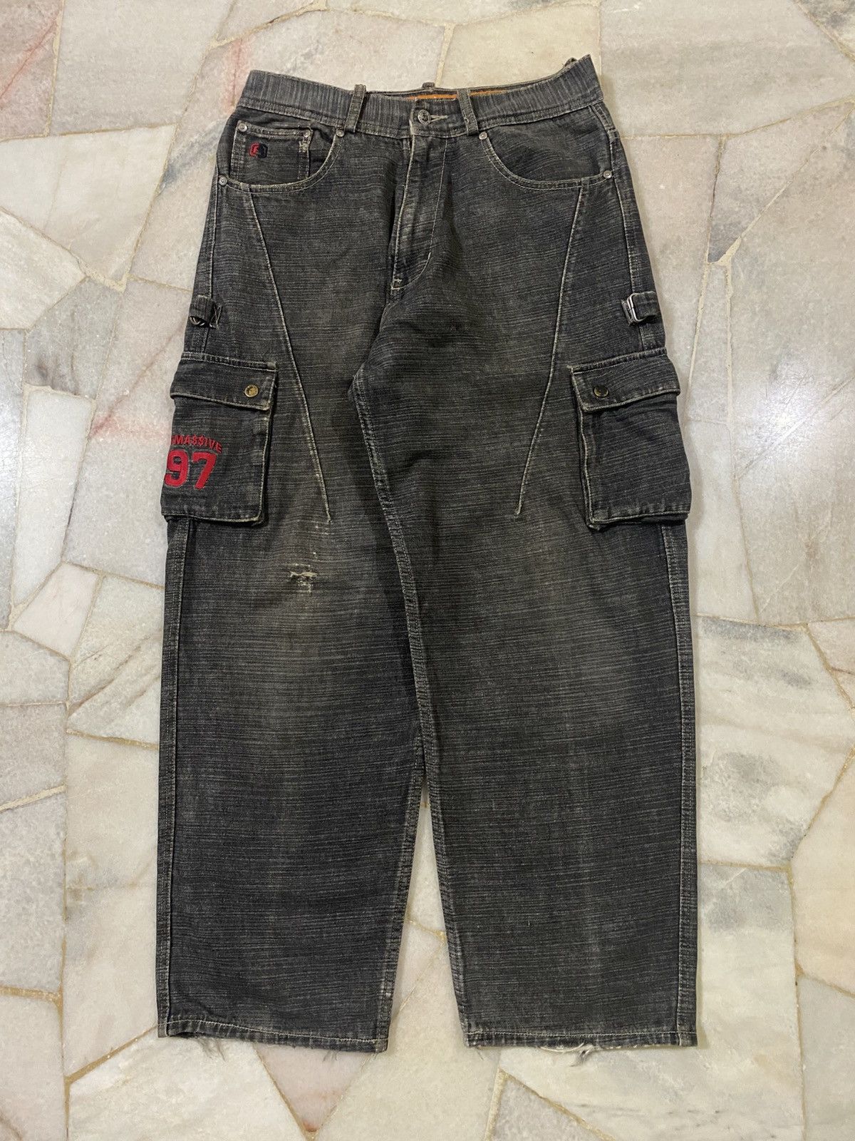 Massive RARE Vintage Freaky Massive Baggy Cargo Distressed Jeans Size US 32 / EU 48 - 1 Thumbnail