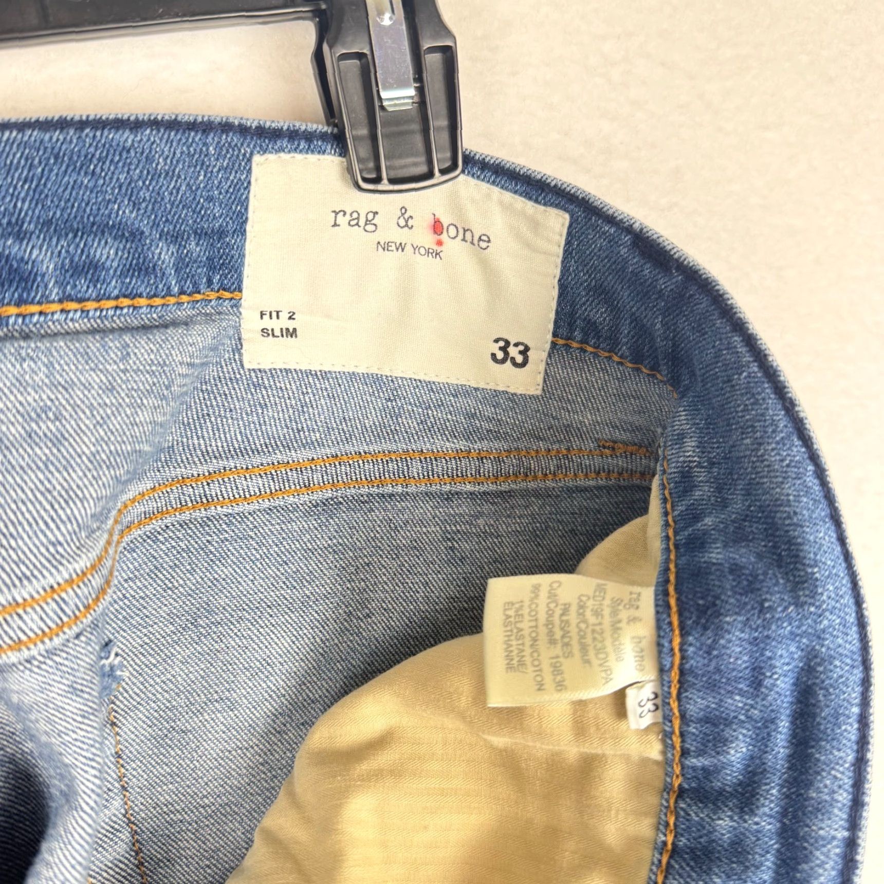 Rag & Bone rag & bone Jeans Slim 33x32 Men Regular Denim Blue 5-Pocket Stretch Jeans Rag & Bone Fit 2 Mens Size US 33 - 2 Thumbnail