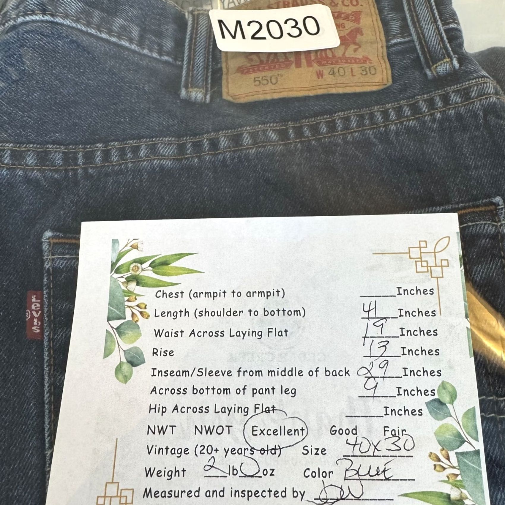 Levi's Levi's Jeans 550 Men Regular 40 X 30 Blue Denim Relaxed High-Rise Straight Leg 5-Pocket Denim Jeans Mens Size US 40 / EU 56 - 8 Thumbnail