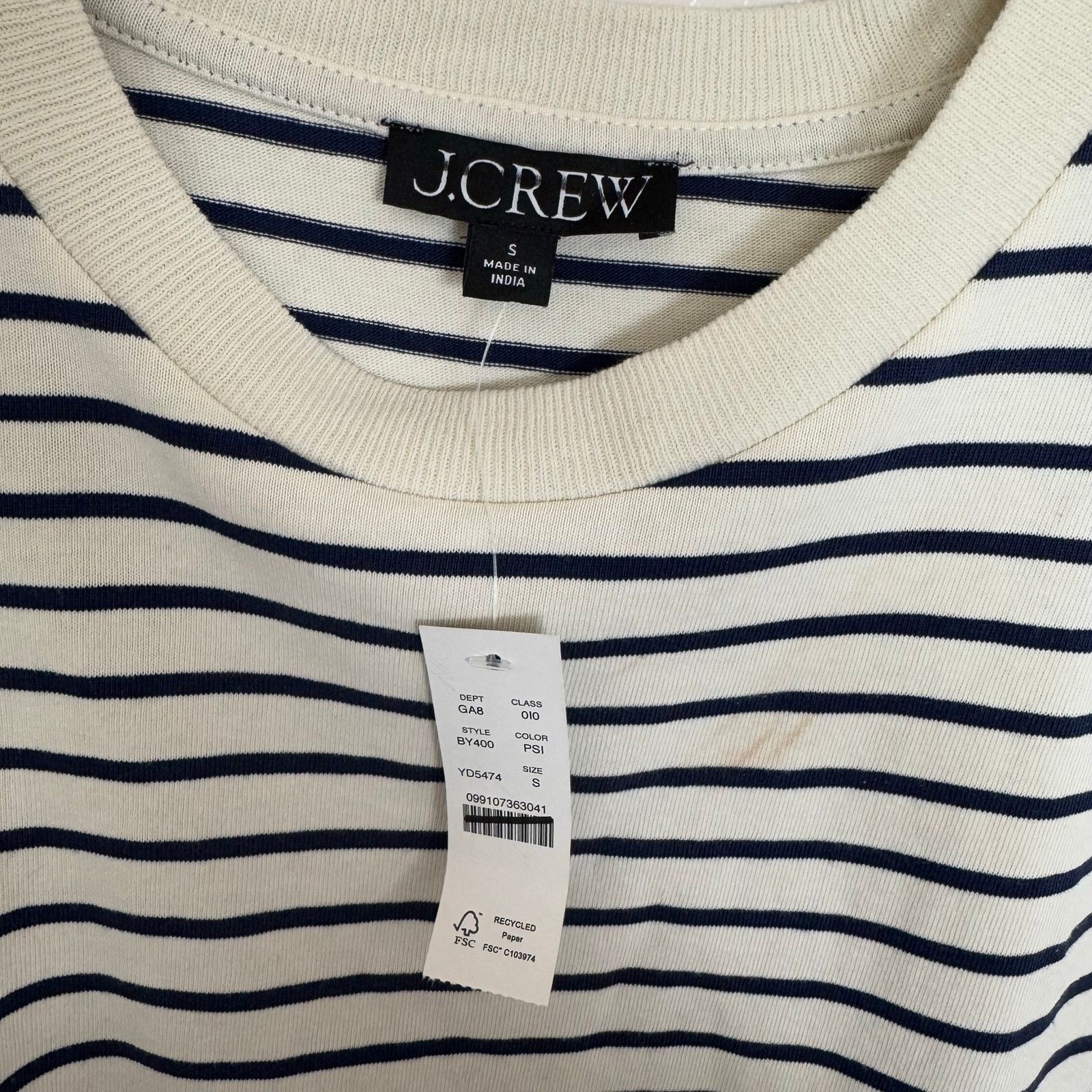 J.Crew J Crew Structured Mariner Striped Muscle Tshirts US Womens S Size S / US 4 / IT 40 - 4 Thumbnail