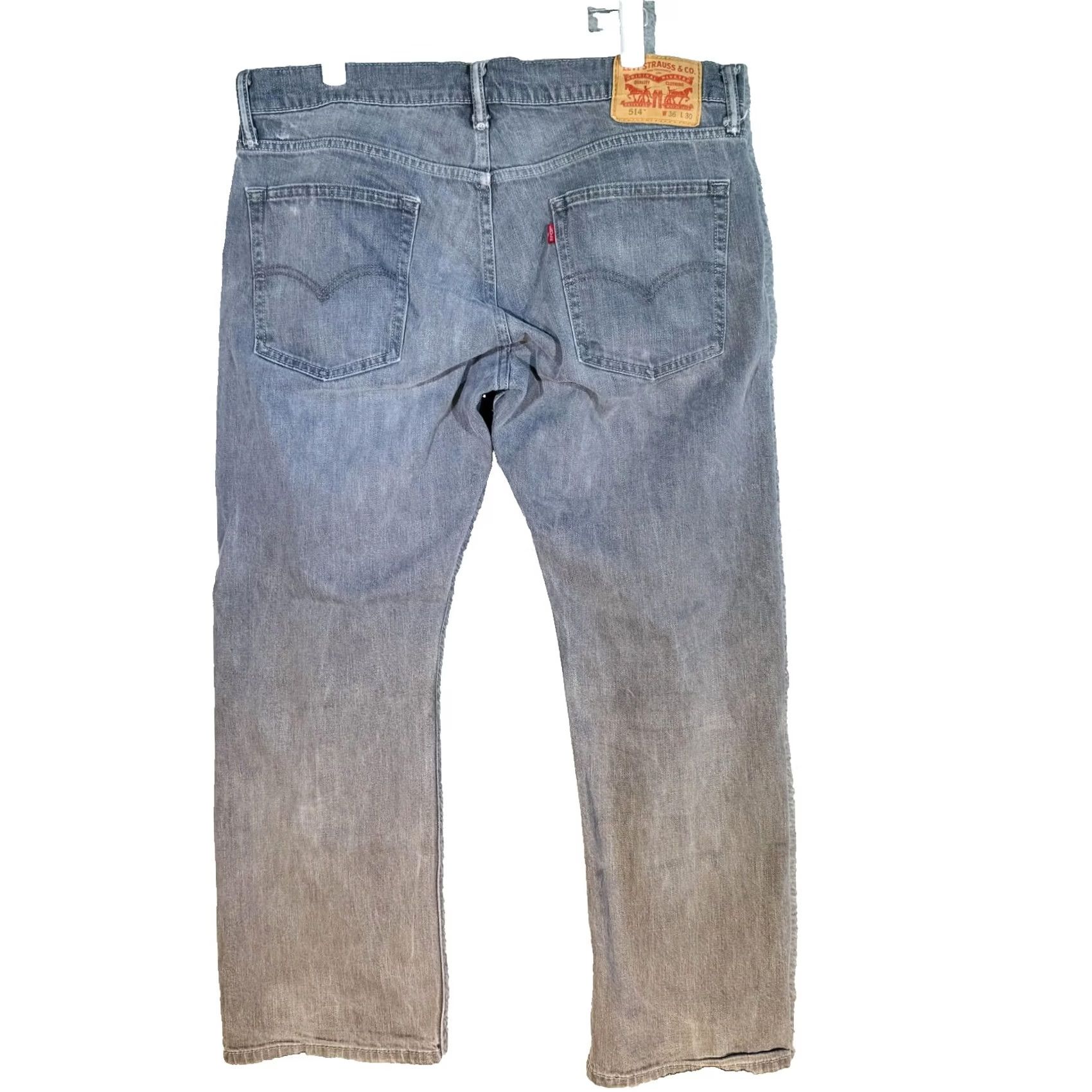 Levi's Levi's 514 Jeans Mens 36x30 Gray Light Wash Straight Denim Stretch Zip Fly Size US 36 / EU 52 - 2 Thumbnail
