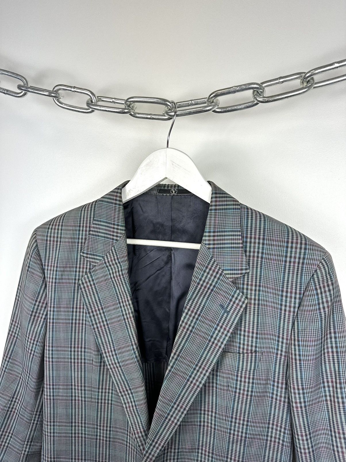 Valentino Vintage 90s Valentino Uomo Checkered Luxury Blazer Jacket Size 42R - 3 Thumbnail