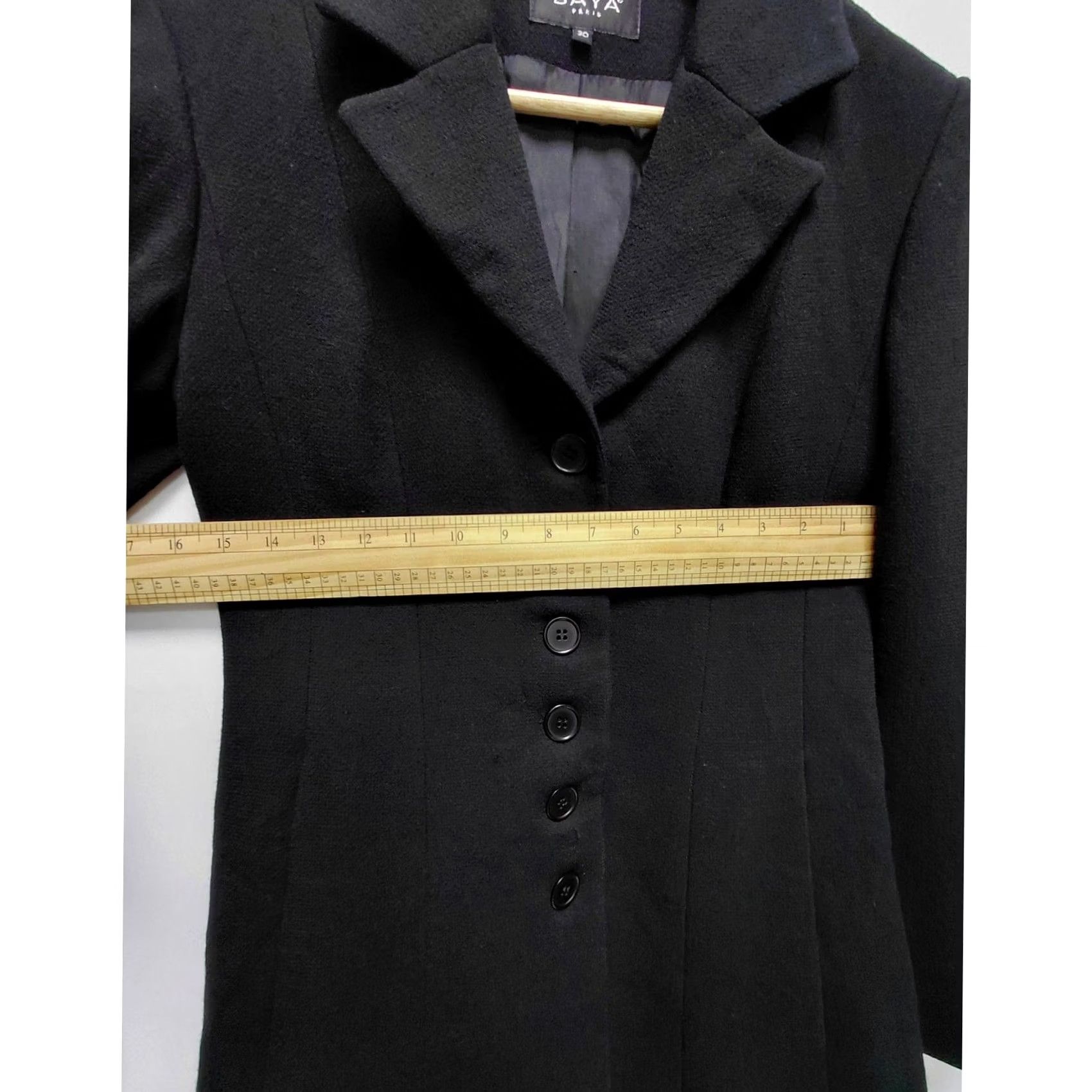 Vintage BAYA PARIS Coat Womens 30 Black Button Solid Long Sleeve Size Size 4XL / US 24-26 - 5 Thumbnail