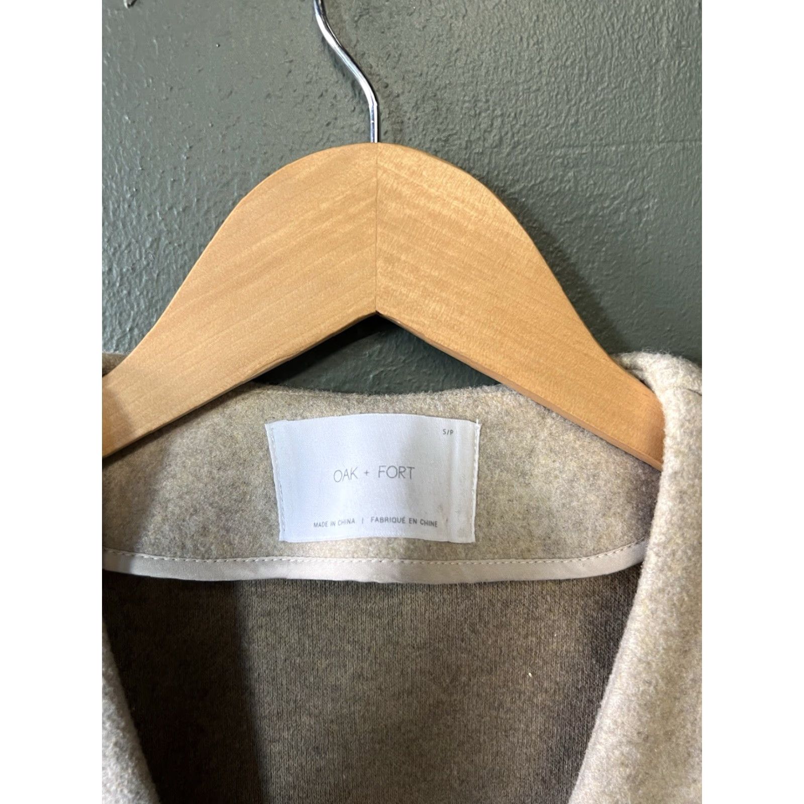 Vintage Oak And Fort Coat Women S Wool Long Zip Beig e Lined Pockets London Oversized Business Formal 90s Bohemian Hipster Size S / US 4 / IT 40 - 3 Thumbnail