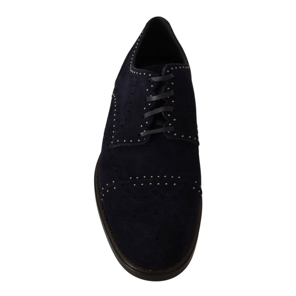 Dolce & Gabbana Dolce & Gabbana Elegant Suede Derby Shoes with Silver Studs Size US 11 / EU 44 - 4 Thumbnail
