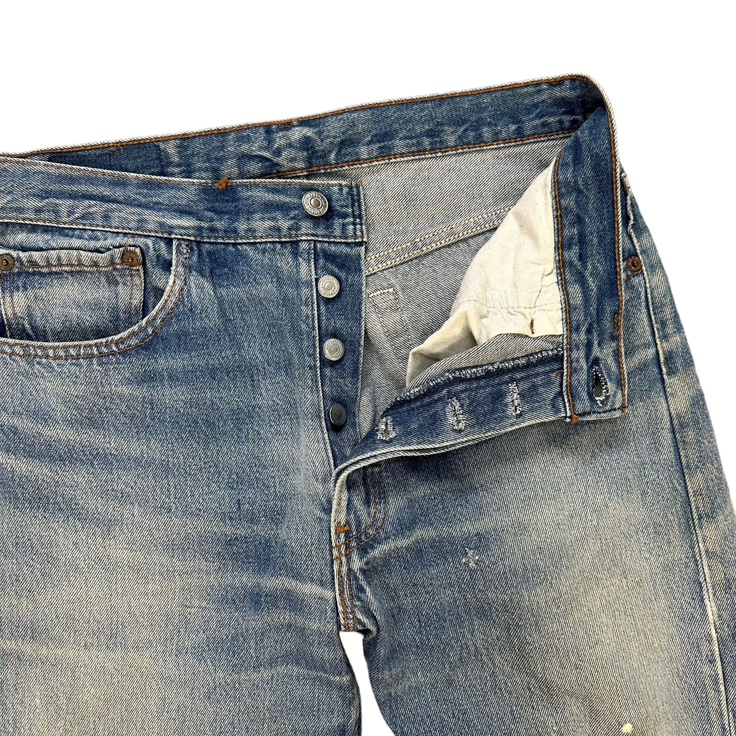Levi's Vintage Clothing TRASHED🔥 LEVIS 501 FLY BUTTON DISTRESS DENIM PANT #8098-203 Size US 31 - 4 Thumbnail