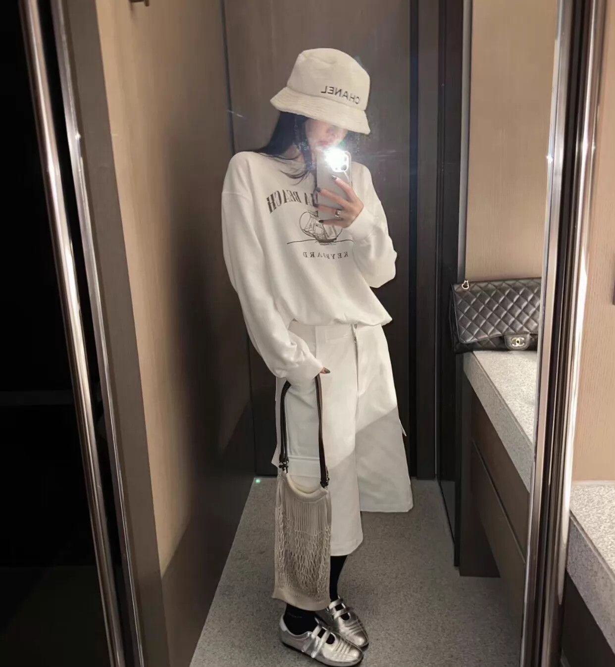 Chanel Chanel Black Embroidered Logo White Towel Bucket Hat Size ONE SIZE - 2 Thumbnail