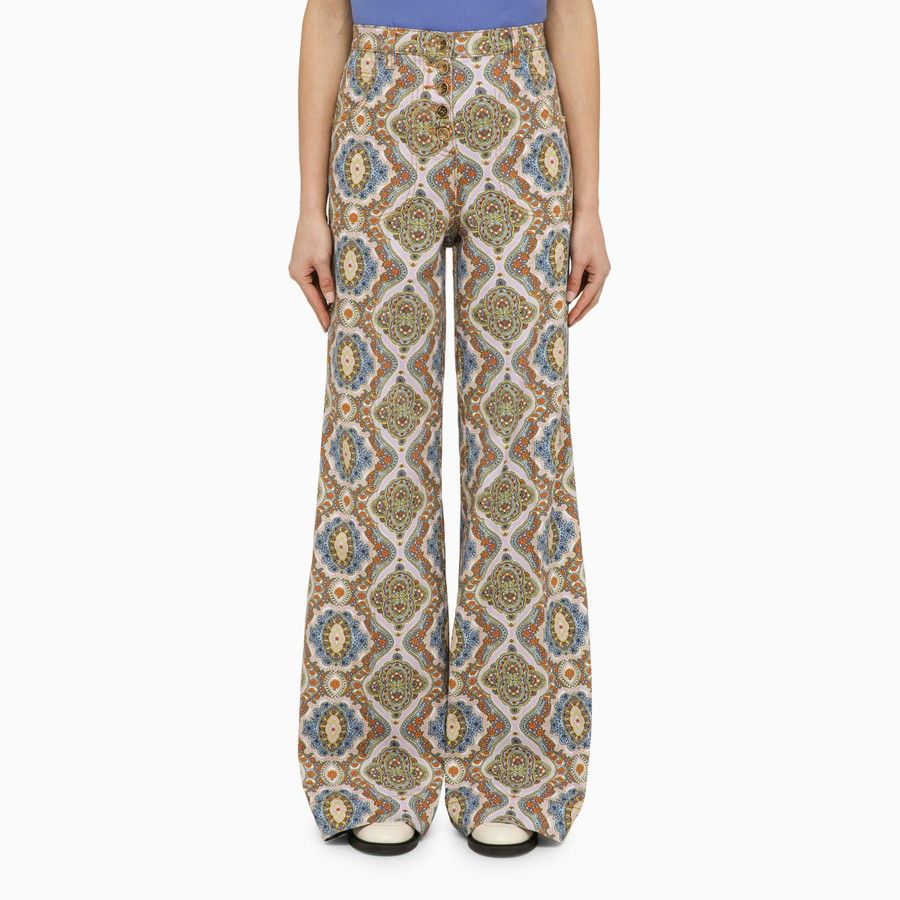 Etro o1d2blof0824 Cotton Wide-Leg Trouser in Multicolor Size 27" / US 4 / IT 40 - 1 Thumbnail