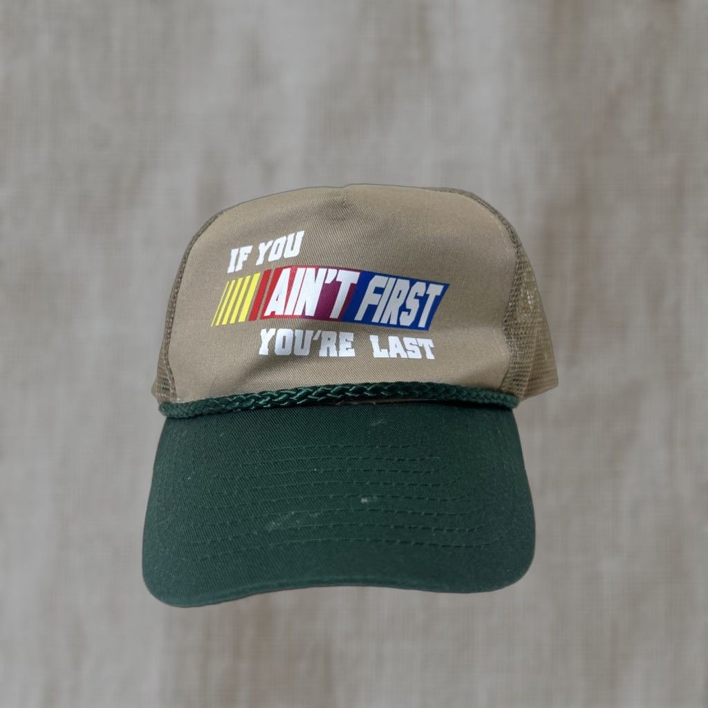 NASCAR Nissun Trucker Hat Mens Funny Nascar Racing iF YOU AIN'T FIRST YOU'RE LAST Multicolor Snapback Size ONE SIZE - 1 Thumbnail