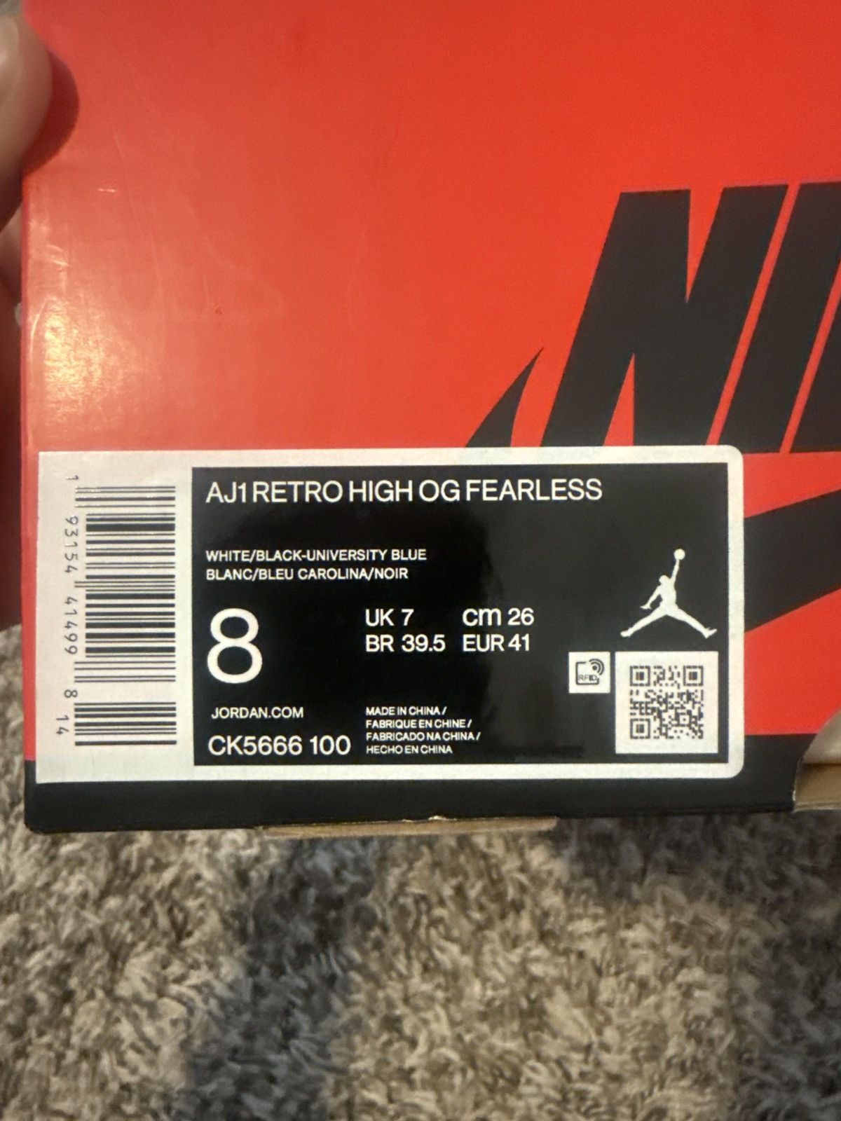 Jordan Brand Jordan 1 Retro High OG “Fearless”. Size US 8 / EU 41 - 8 Thumbnail