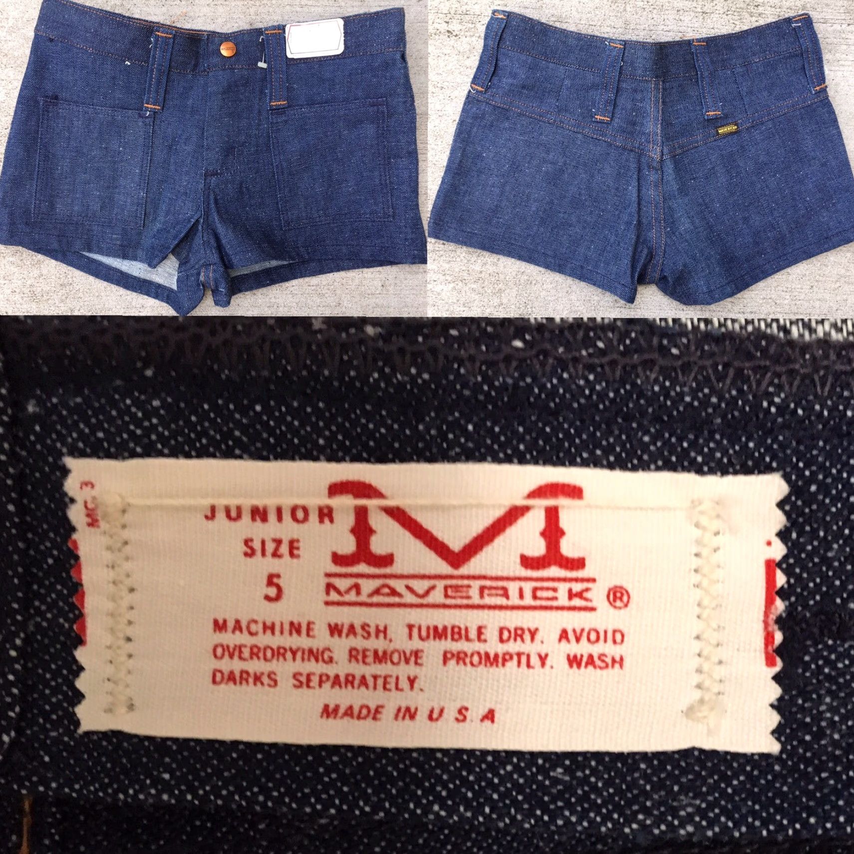 Denime VINTAGE Maverick Denim Shorts Shorts XS Festival Cowboy Cowgirl Western 1970s USA Made Jeans Hippe Hippie Look Size 26" / US 2 / IT 38 - 4 Thumbnail