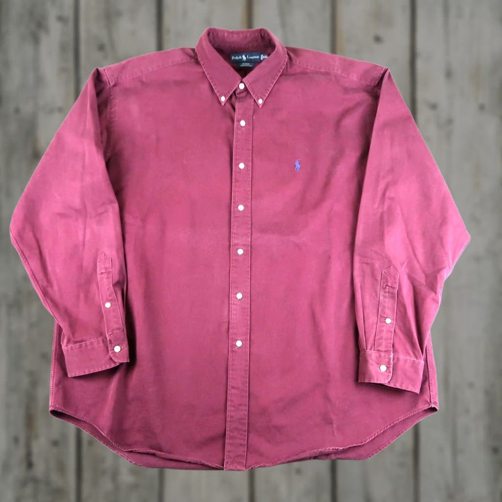 Polo Ralph Lauren VINTAGE Polo Ralph Lauren Blake Shirt Mens 2XL XXL Burgundy Button Down Logo Size US XXL / EU 58 / 5 - 1 Thumbnail