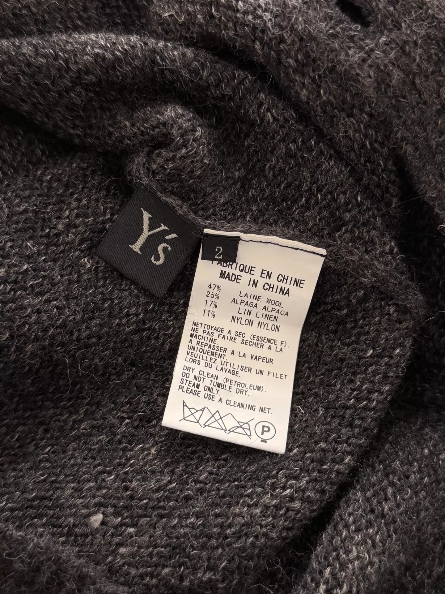 Y's Y's Folded Double Collar Wool Alpaca Blend Knit Top Size 2 Size XS / US 0-2 / IT 36-38 - 9 Thumbnail