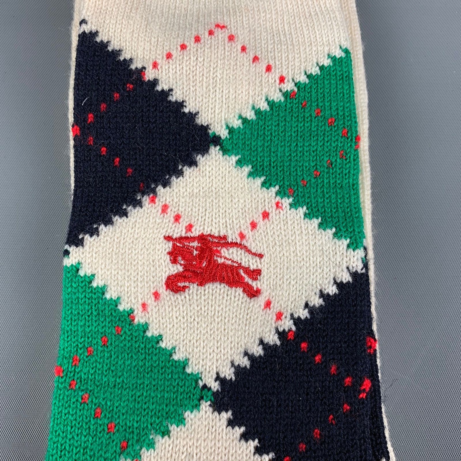 Burberry Size L Beige Navy & Green Argyle Wool Nylon Knit Socks Size ONE SIZE - 3 Thumbnail