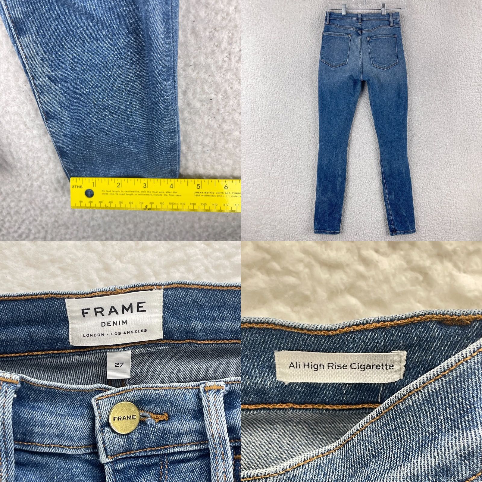 Frame Frame Jeans Womens Size 27 Blue Denim Ali High Rise Cigarette Distressed 5-Pocket Regular Size 27" / US 4 / IT 40 - 9 Thumbnail
