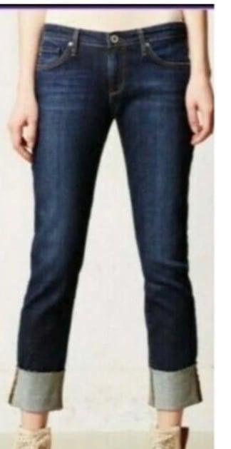 Designer AG Adriano Goldschmied Stevie Cuff Slim Straight Jeans 27 Size 27" / US 4 / IT 40 - 7 Thumbnail