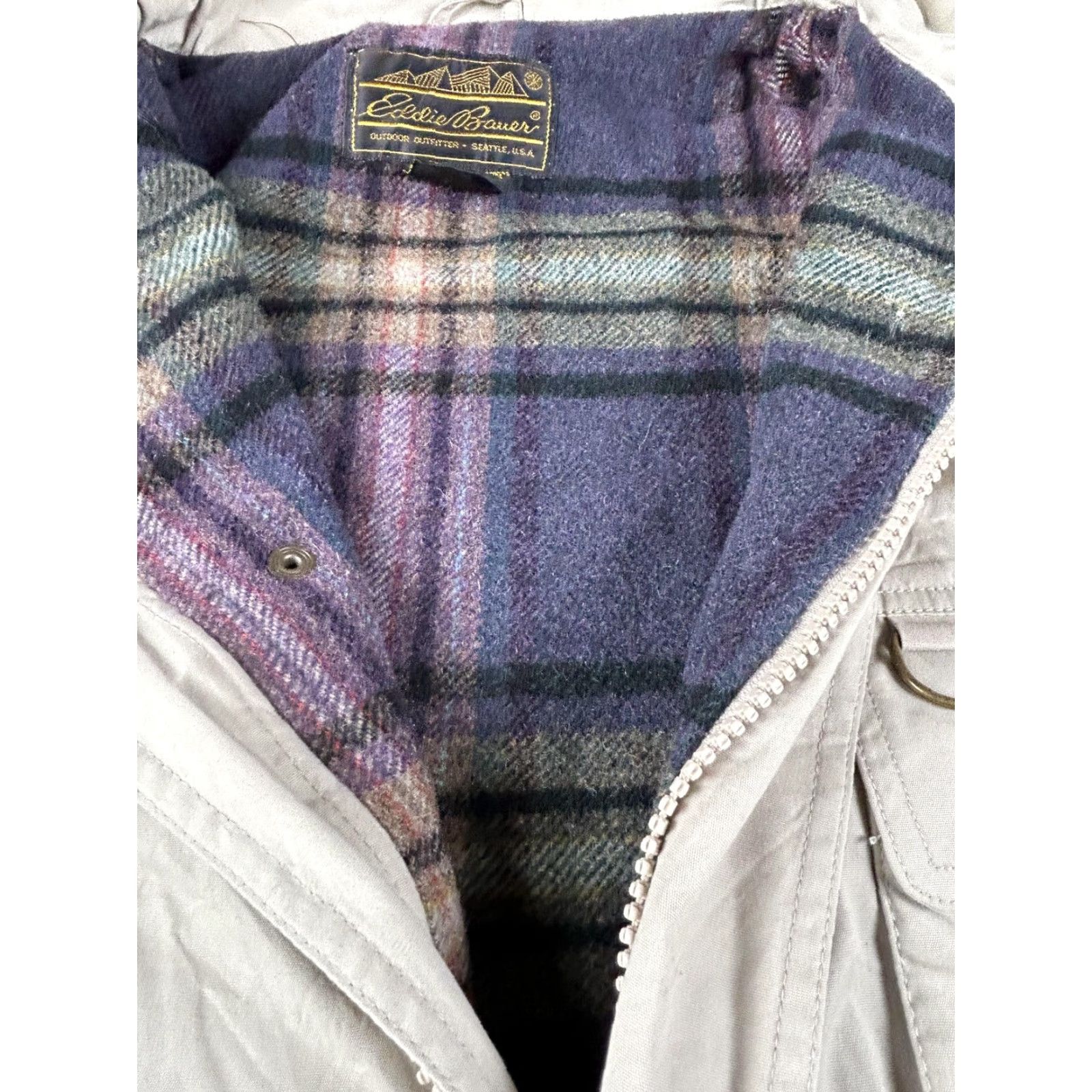 Eddie Bauer VINTAGE Eddie Bauer Coat Mens XL Beige Wool Lined Parka 90s 80s Cotton Outer Shell Zip Pockets Size US XL / EU 56 / 4 - 4 Thumbnail