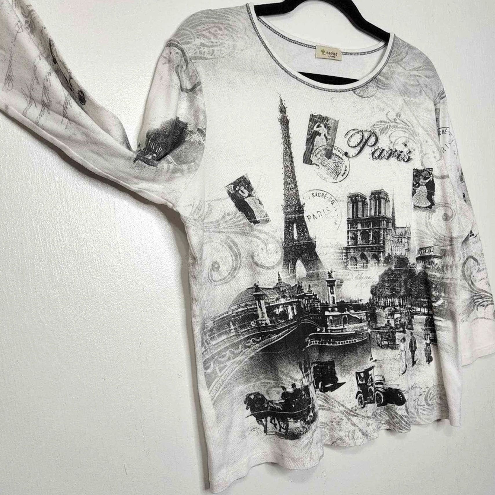 Vintage VINTAGE Y2K Paris All Over Art Sketch Collage 3/4 Sleeve Shirt Top VTG Artist Unisex Adults XL White Cactus Shirt Mens Girls Womens Size XL / US 12-14 / IT 48-50 - 5 Thumbnail