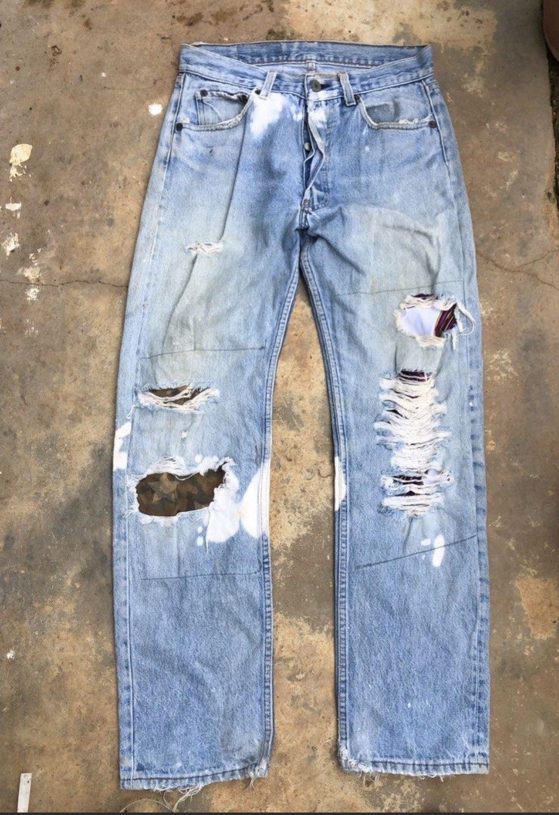 Levi's DESTROY VINTAGE 80 LEVIS 501 fly button distressed REWORK B1 Size US 31 - 1 Thumbnail