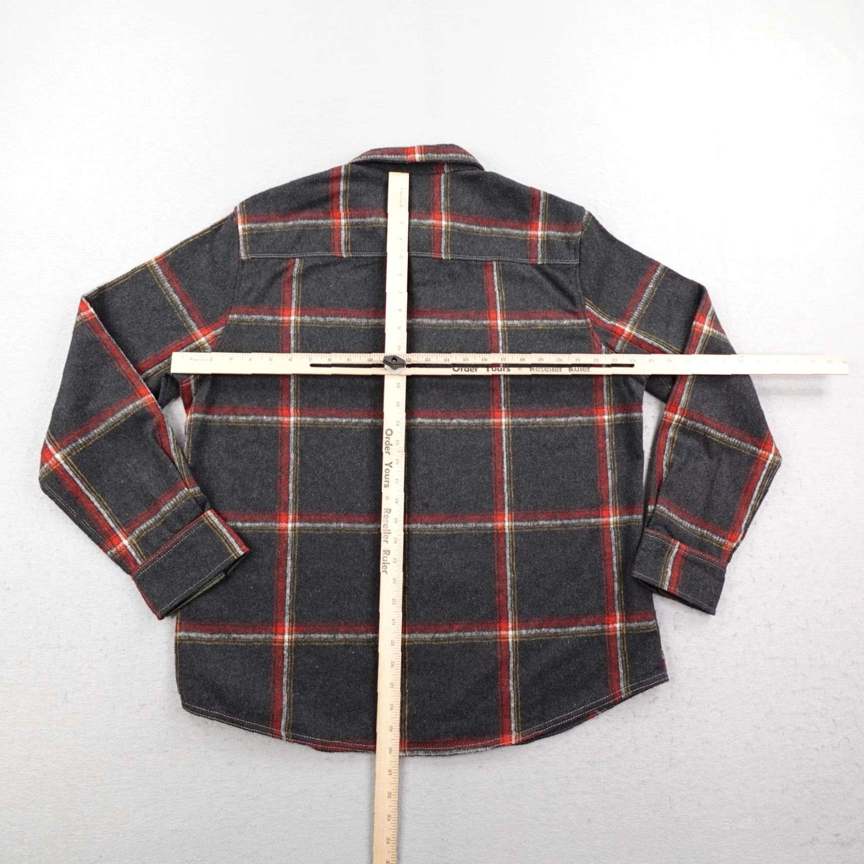 Vintage Jeremiah Shirt Mens Large Gray Red Plaid Wool Blend Flannel Shacket Frontier Size US L / EU 52-54 / 3 - 5 Thumbnail