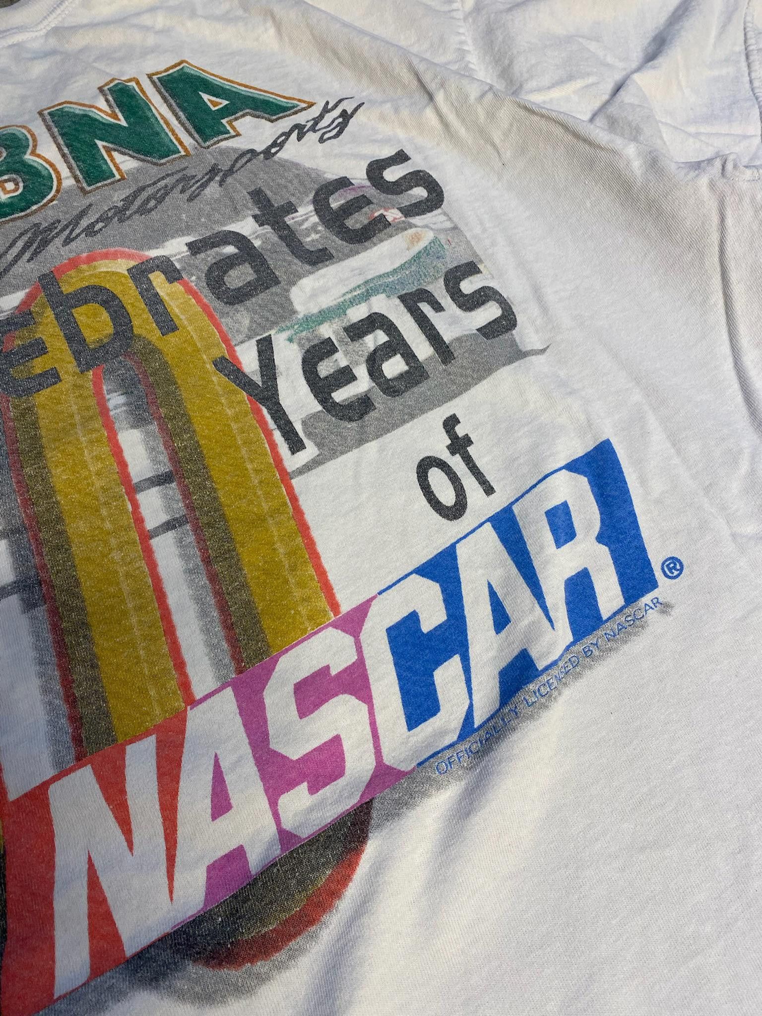 NASCAR 1998 Nascar Double Sided MNBA 50 Years White Race Shirt XL Size US XL / EU 56 / 4 - 8 Thumbnail