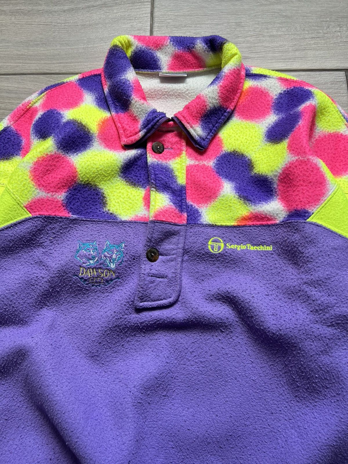 Sergio Tacchini Rare Vintage Sergio Tacchini Fleece Abstract Crazy Print Size US L / EU 52-54 / 3 - 3 Thumbnail