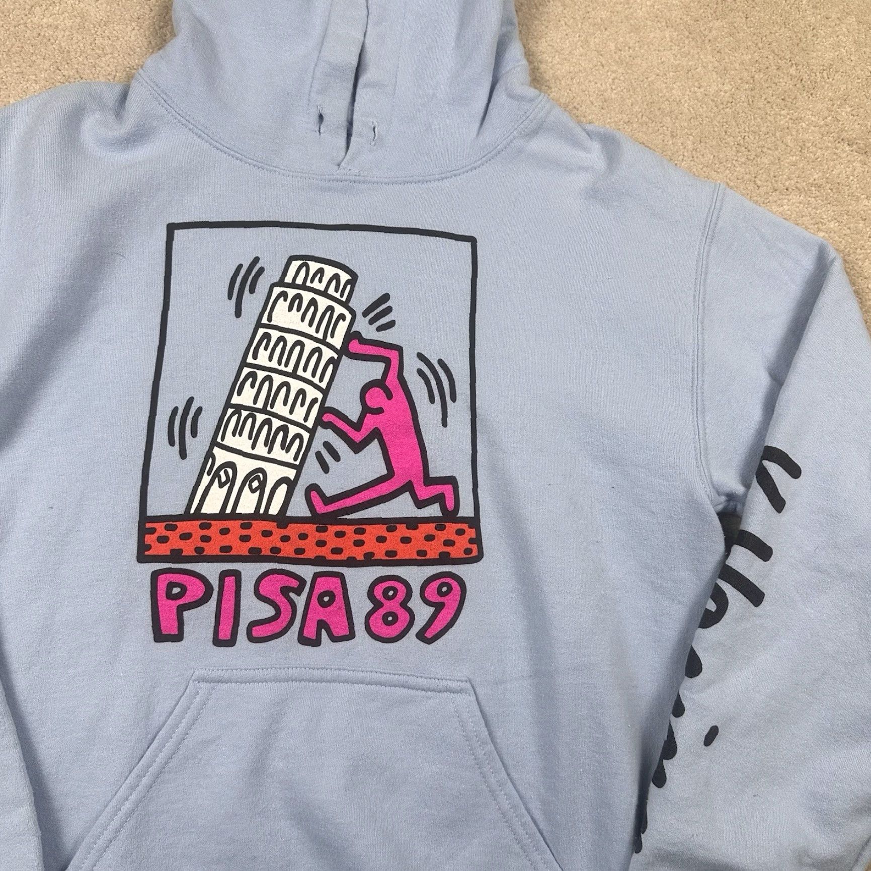 Vintage Keith Haring Hoodie Mens Small Blue Pisa Graphic Print Pullover Hooded Crew Neck Casual Size US L / EU 52-54 / 3 - 3 Thumbnail