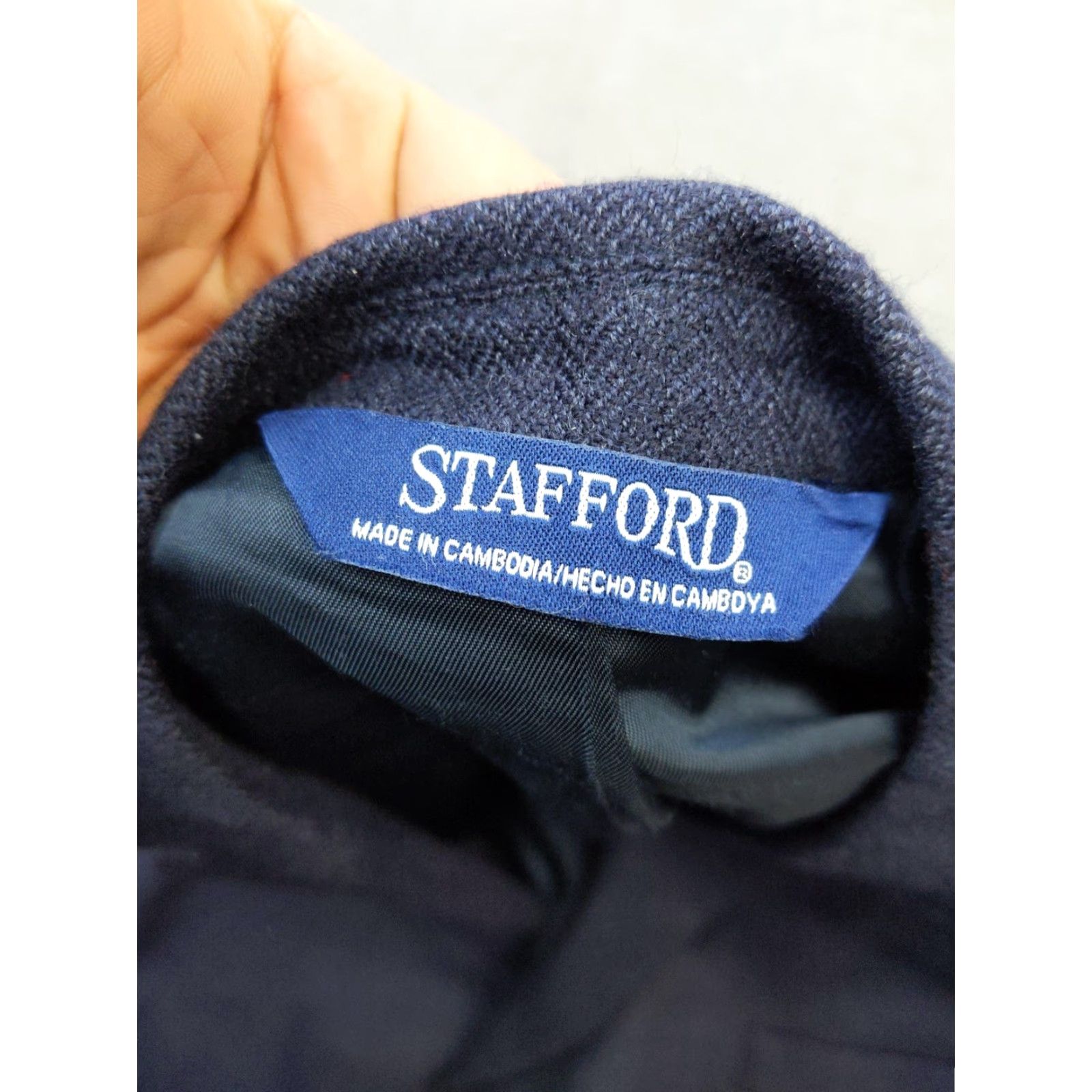 Stafford Stafford Sport Coat Mens 48R Blue Wool Herringbone Tweed Blazer Jacket Notch Lapel 3-Button Front Single-Breasted Formal Business 2 Piece Fall Winter Size 48R - 5 Thumbnail