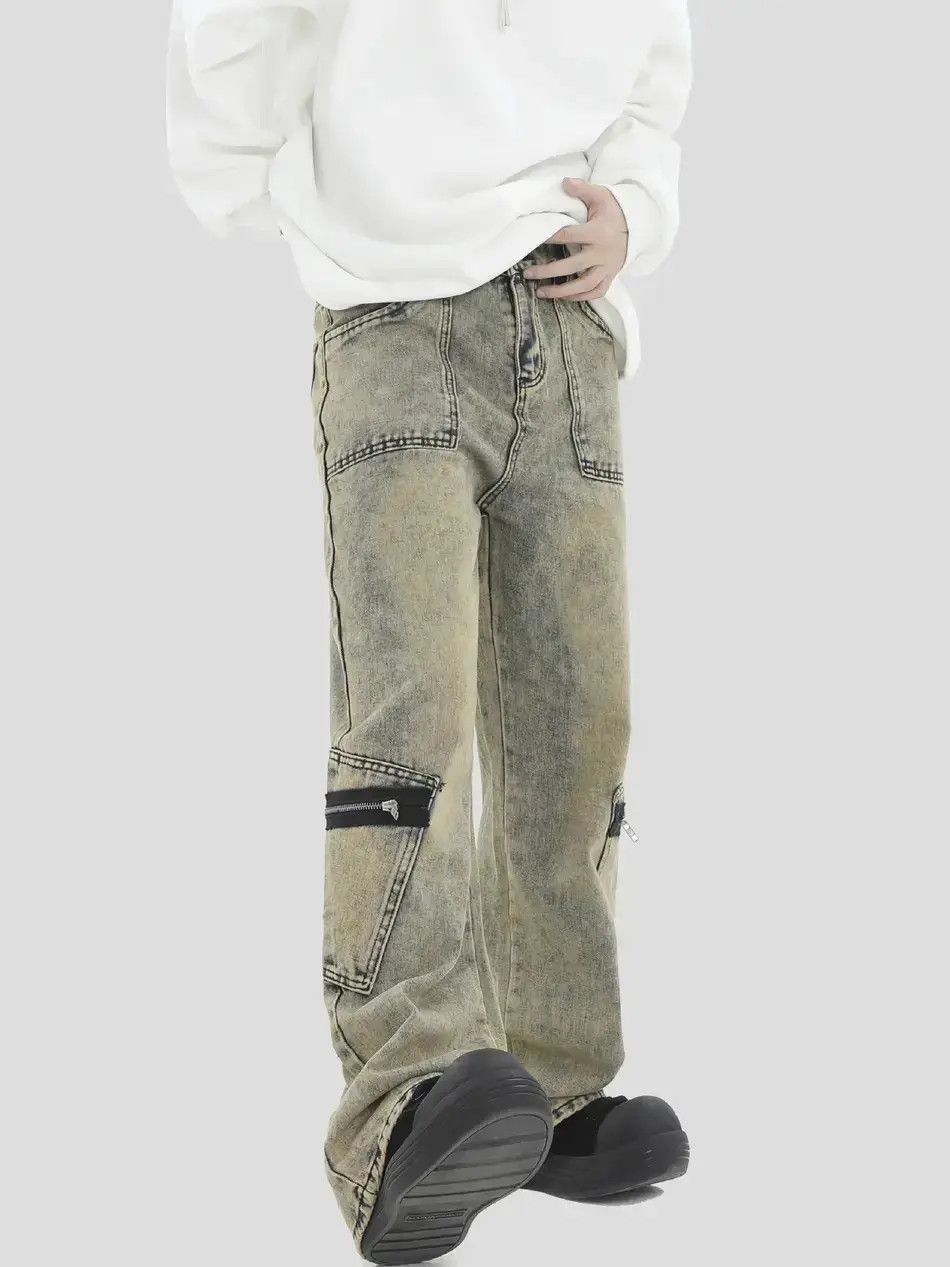 Japanese Brand Retro loose straight leg casual pocket jeans Size US 32 / EU 48 - 3 Thumbnail