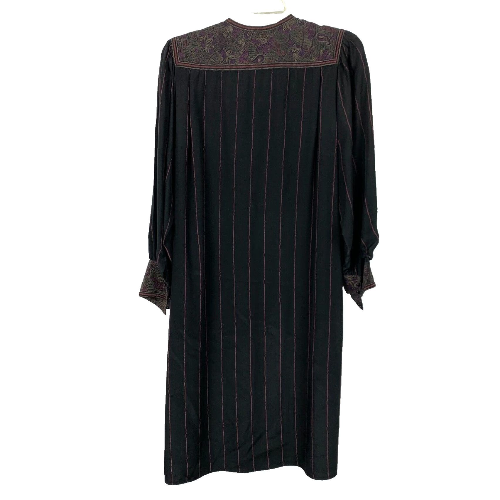 Ford VINTAGE Charlotte Ford Shirt Dress 70s Silk Striped Drapey Shift Size 8 Black Womens Size M / US 6-8 / IT 42-44 - 6 Thumbnail