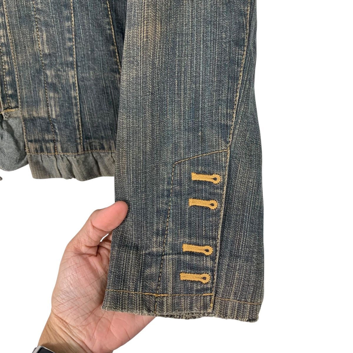 Japanese Brand Trashed Zipper Jeans Jacket Womens Denim Jacket #2061-C89 Size XS / US 0-2 / IT 36-38 - 13 Thumbnail