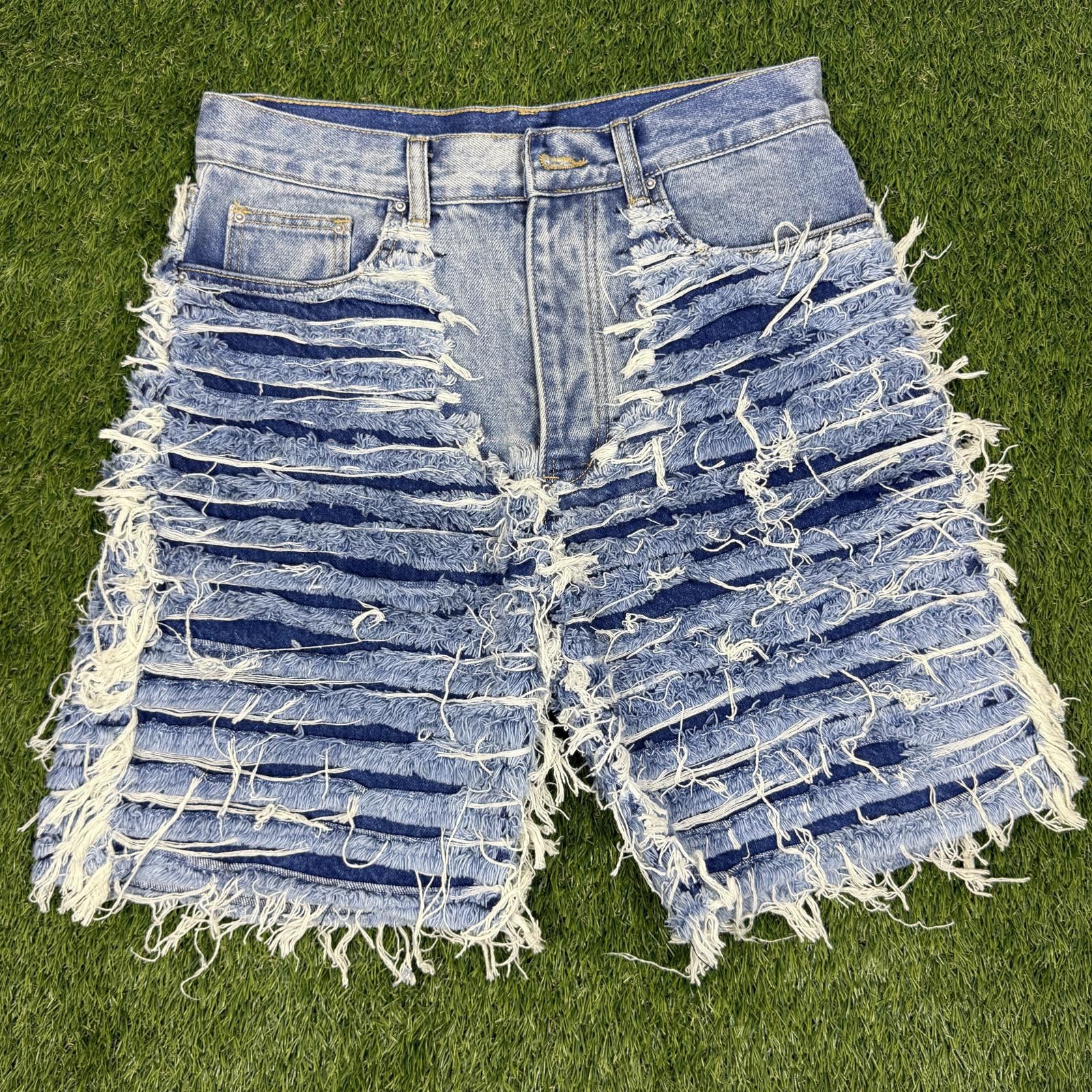Other High-Waisted Distressed Denim Shorts with Button Fly Size US 29 - 1 Thumbnail