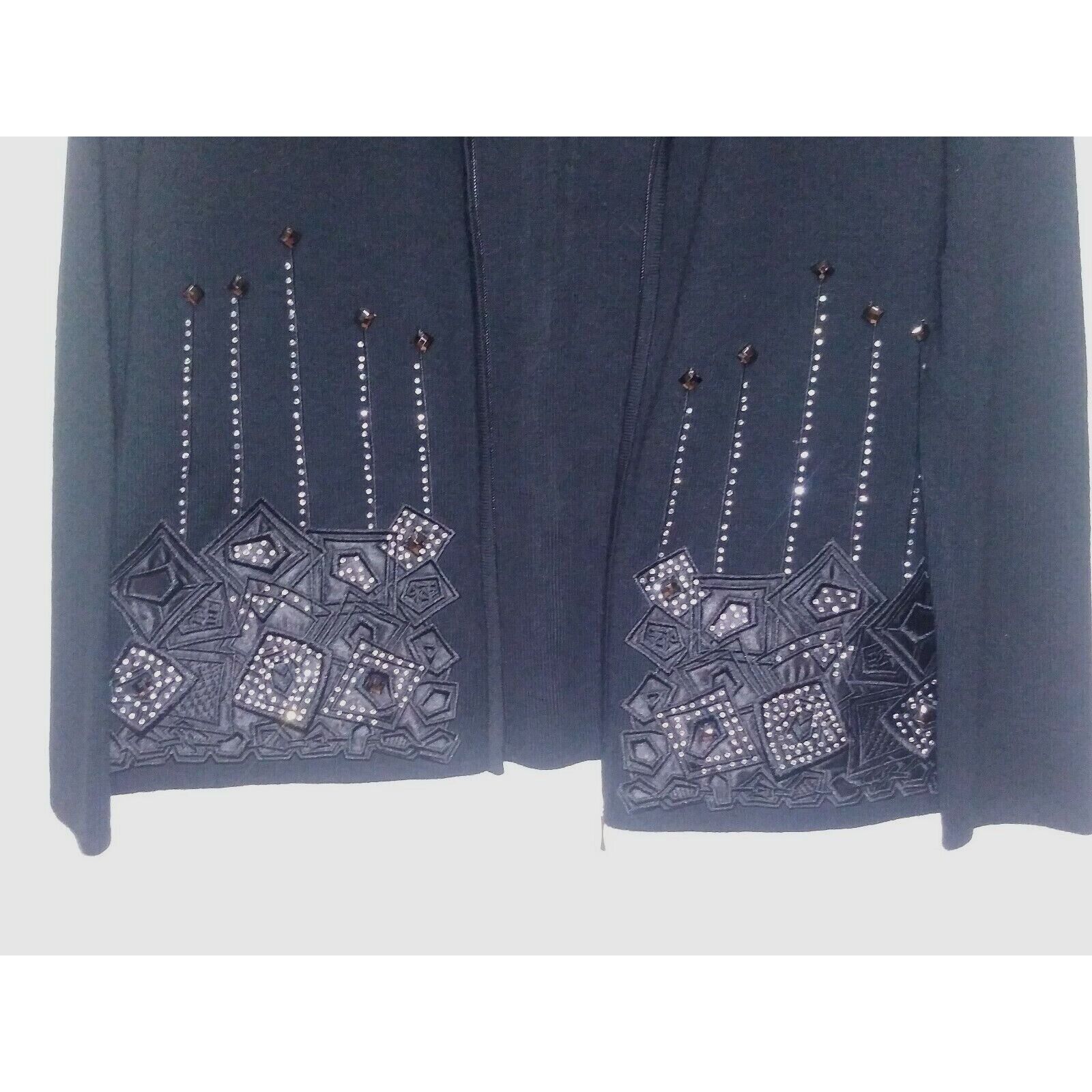 Vintage Cardigan Sweater VTG JAGUAR black embellished Avante Garde Size M / US 6-8 / IT 42-44 - 3 Thumbnail