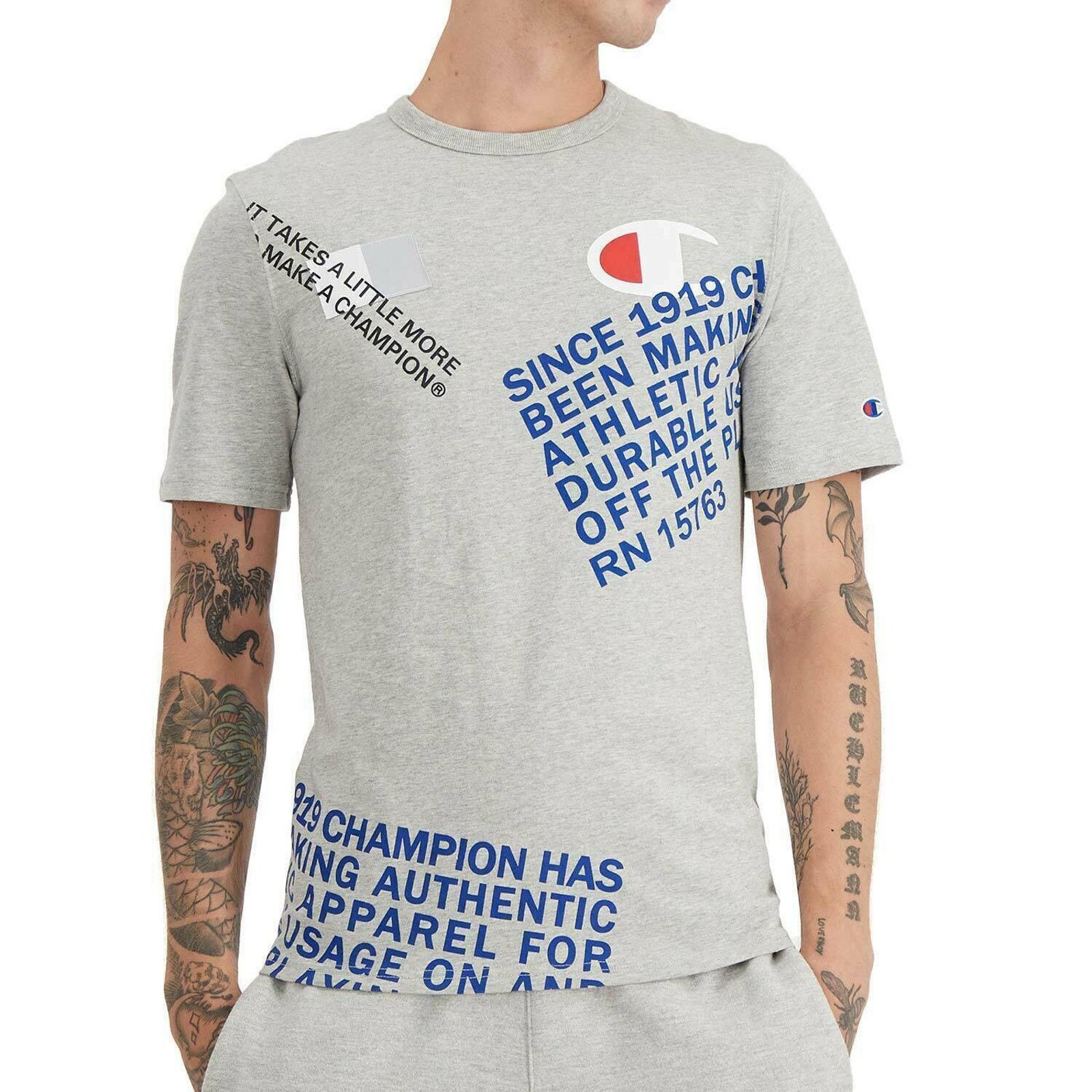 Champion Champion T-Shirt Men XL Graphic Tee Crewneck Gray Short Size XL / US 12-14 / IT 48-50 - 3 Thumbnail