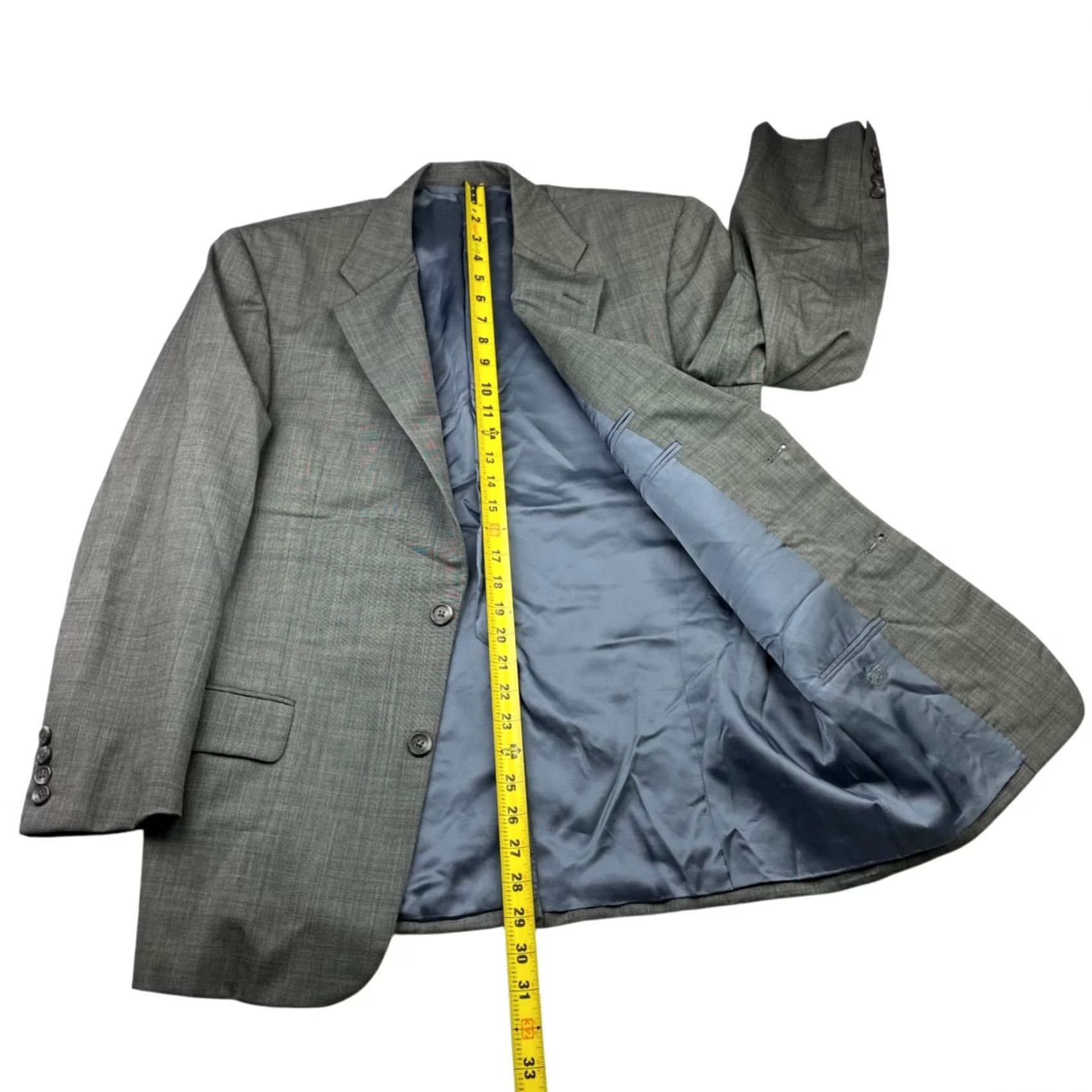 Vintage Hickey Freeman Men’s Boardroom 2-Button Blazer Jacket Gray 38R Wool, Regular Fit, Single-Breasted, Notch Lapel, 4-Button Sleeve, Vintage? No, Men Size 38R - 7 Thumbnail