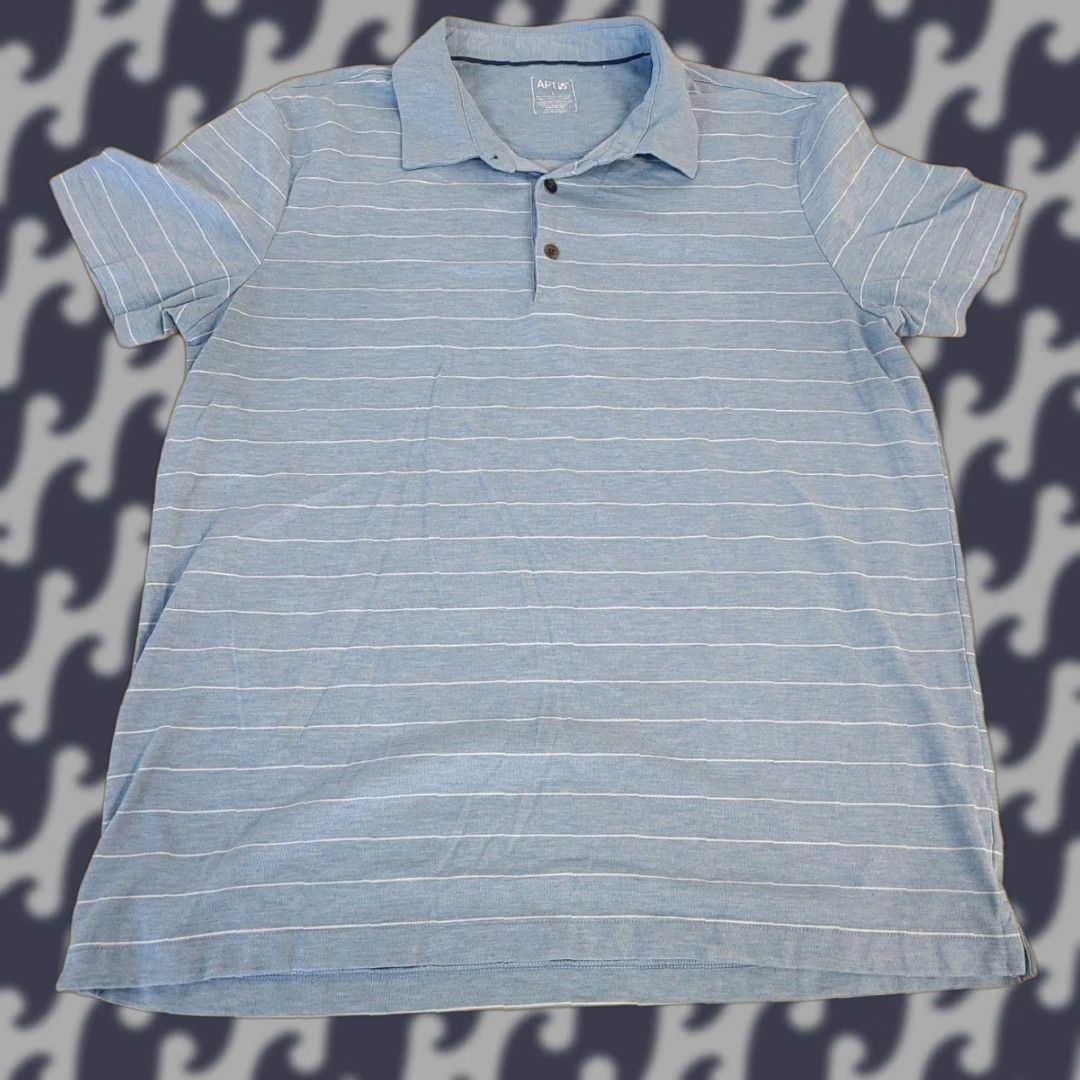 Apt. 9 Apt. 9 Polo Shirt Blue Short Sleeve Cotton Men Large Button-Up Casual Size US L / EU 52-54 / 3 - 1 Thumbnail