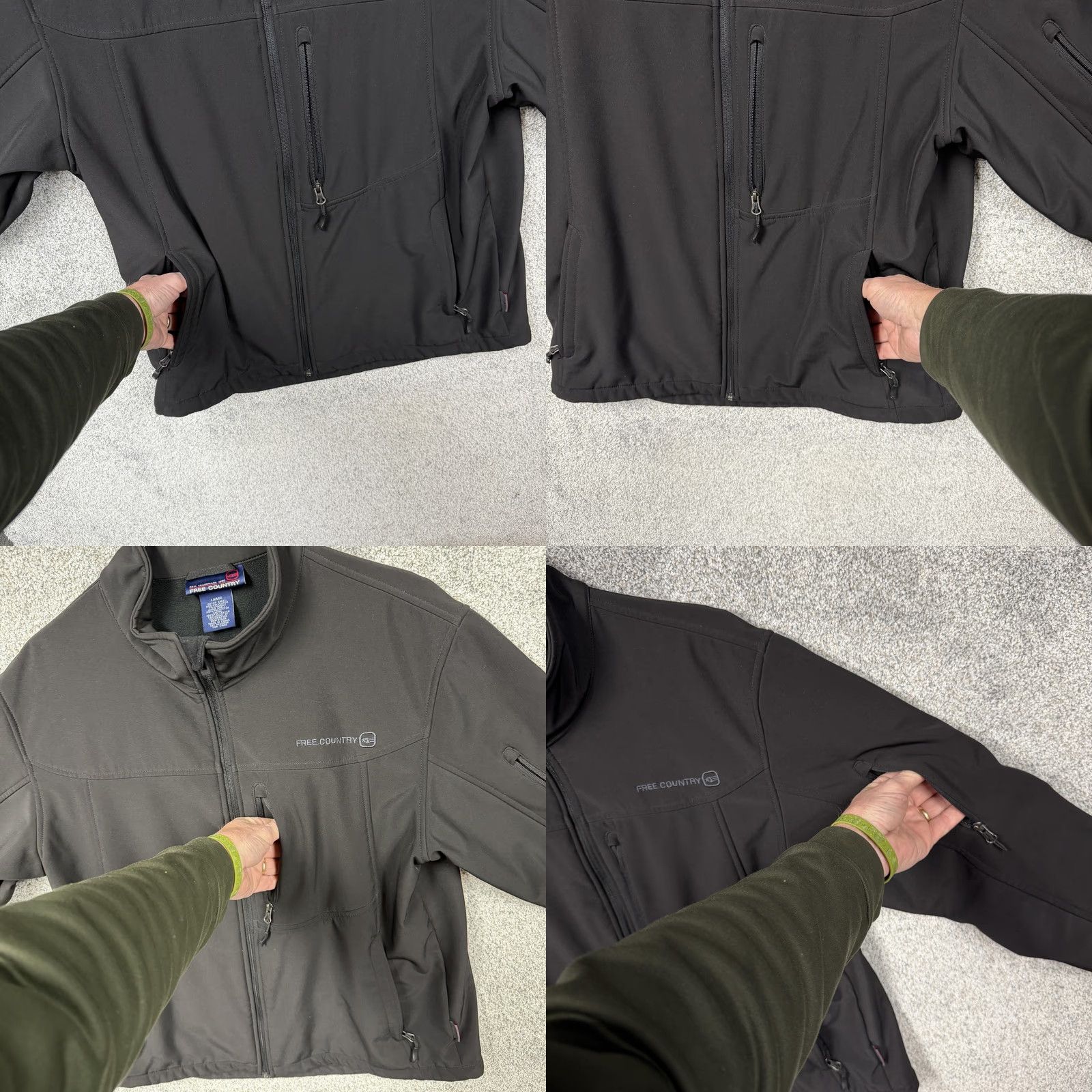 Free Country Free Country Jacket Windbreaker L Mens Black Softshell Zip Pockets Trekking Outdoor Fall Winter Size US L / EU 52-54 / 3 - 8 Thumbnail
