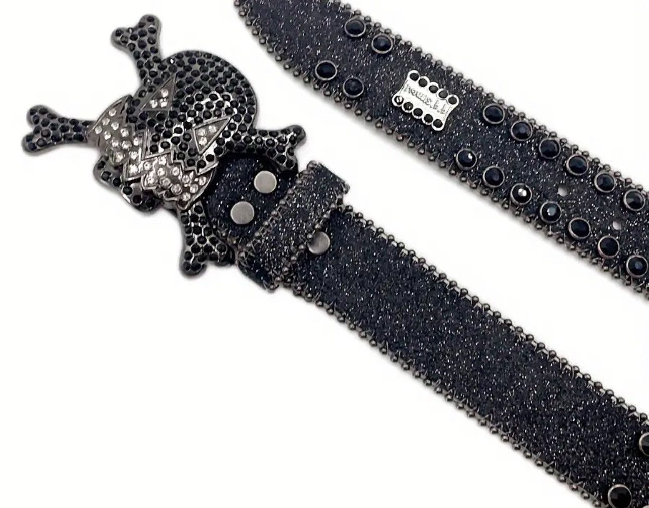 Leather Y2K Rhinestones Skull PU Leather Belt Size ONE SIZE - 3 Thumbnail