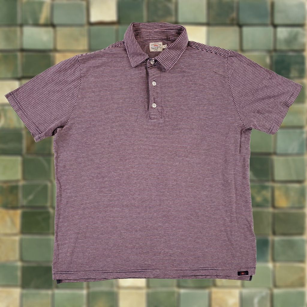 Faherty Faherty Polo Shirt Purple Black Stripped Short Sleeve Mens M Size US M / EU 48-50 / 2 - 1 Thumbnail