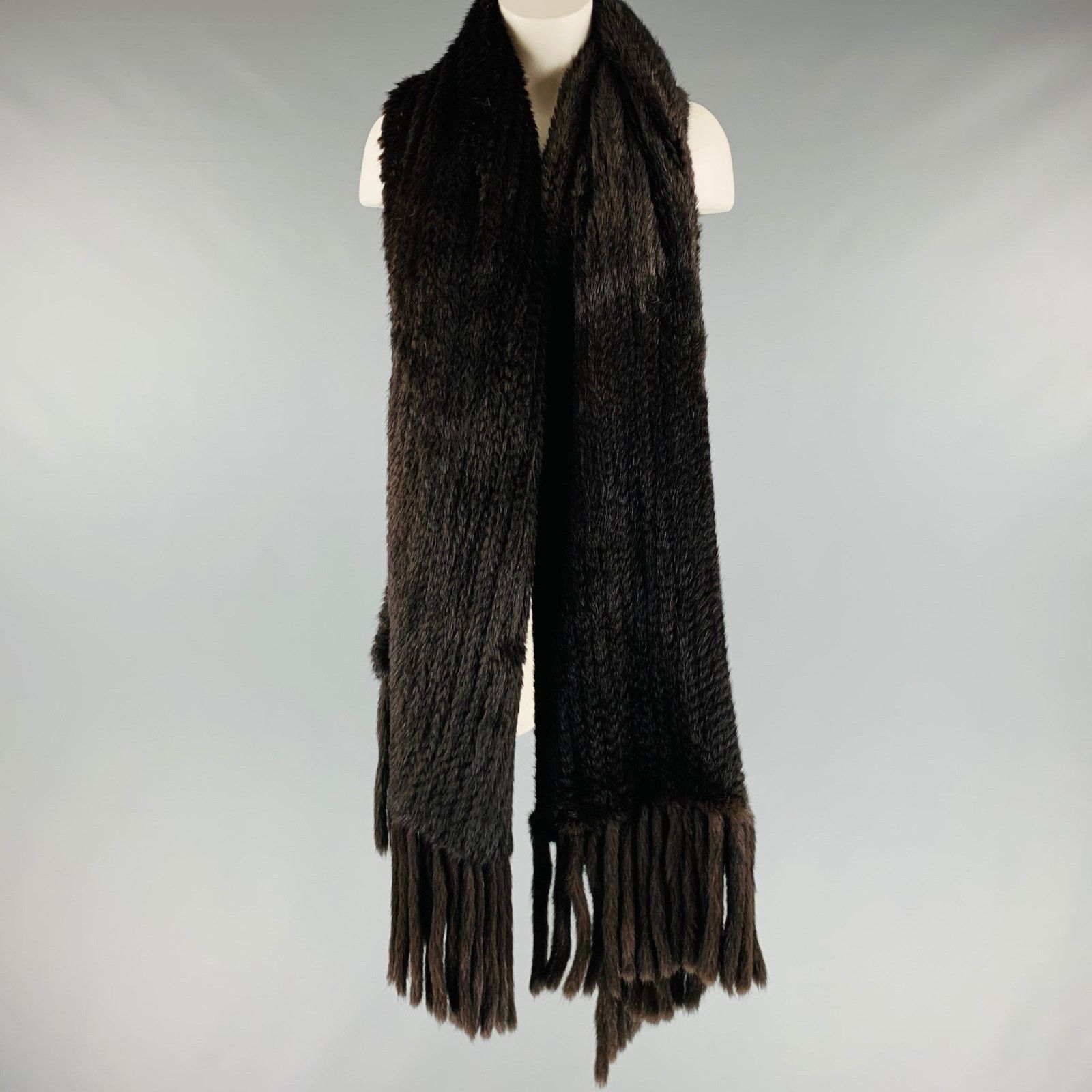 Other TRILOGY Brown Woven Mink Fur Scarves Size ONE SIZE - 1 Thumbnail