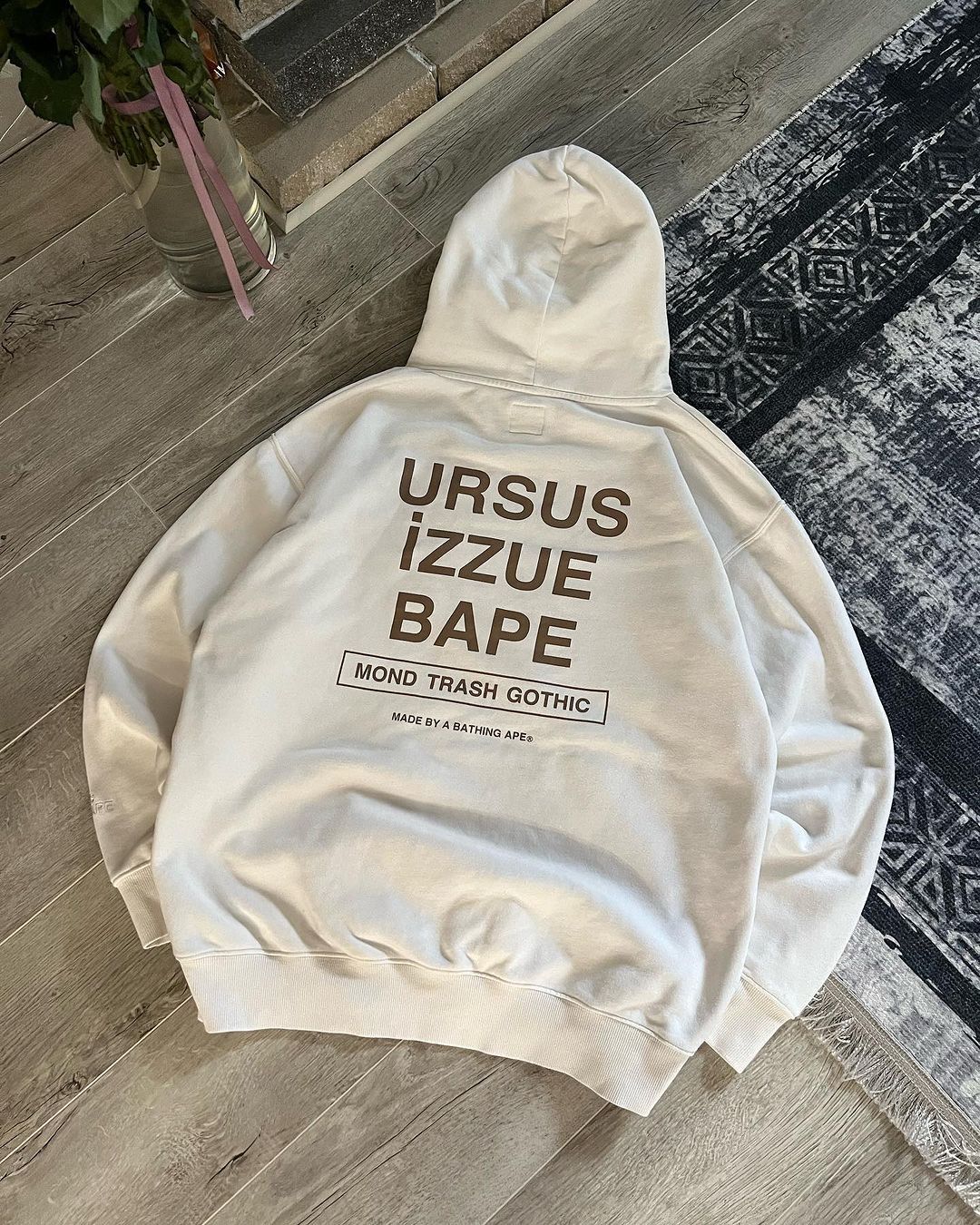 image of Izzue Ursus Bape Pullover Hoodie in Beige, Men's (Size XL)