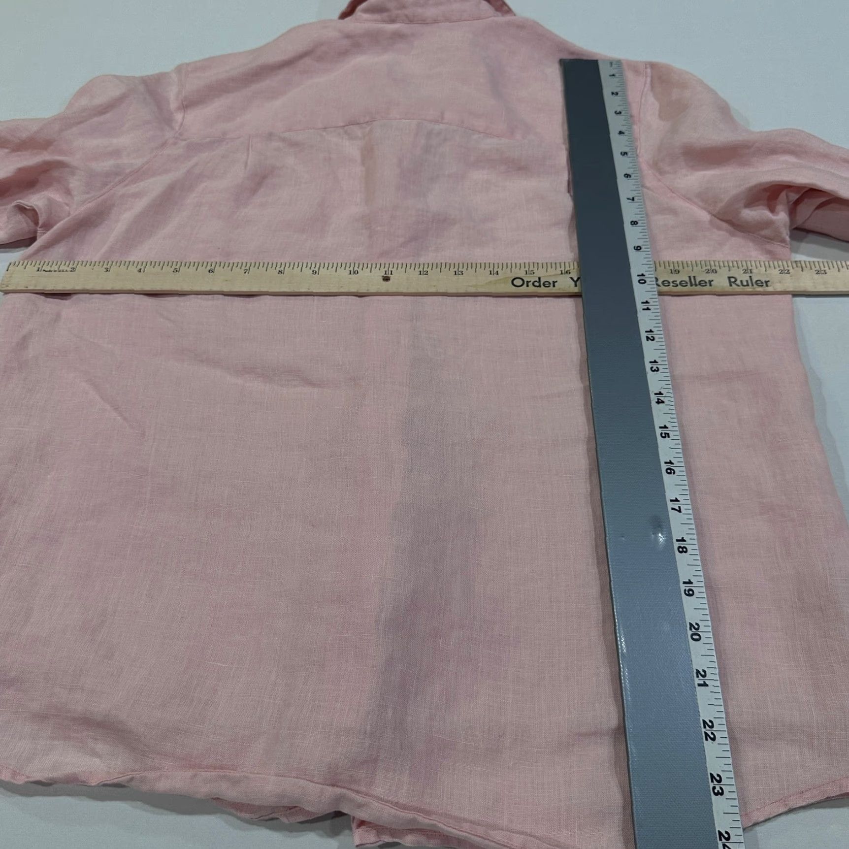 Liz Claiborne Liz Claiborne Button-Up Shirt Petites M Pink 100% Linen Long Sleeve Pocket Size M / US 6-8 / IT 42-44 - 4 Thumbnail
