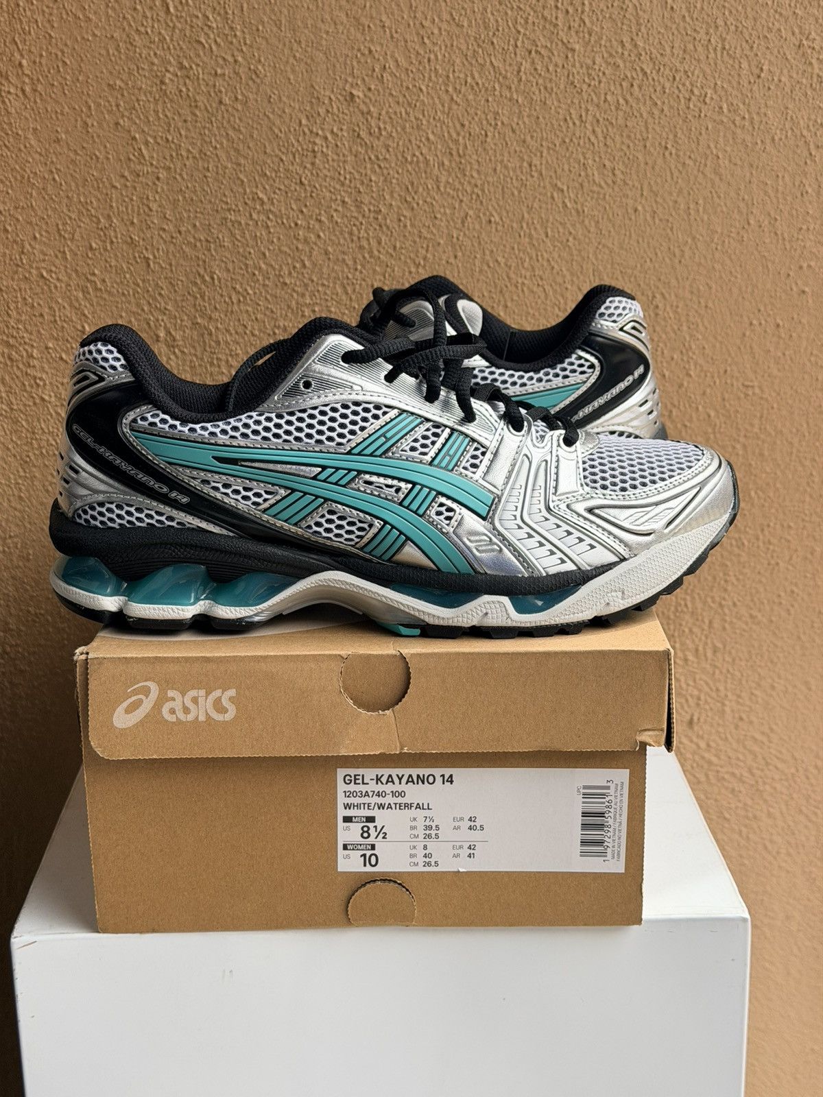 Asics Asics Sportstyle Gel-Kayano 14 White Waterfall Running Shoes Size US 8.5 / EU 41-42 - 3 Thumbnail