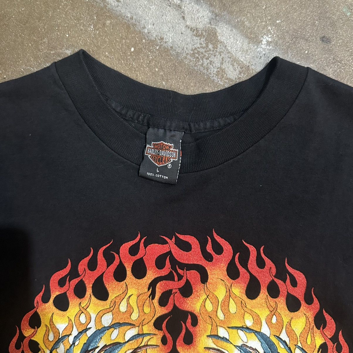 Harley Davidson Vintage Harley Davidson Flaming Eagle Tshirt Size US L / EU 52-54 / 3 - 3 Thumbnail