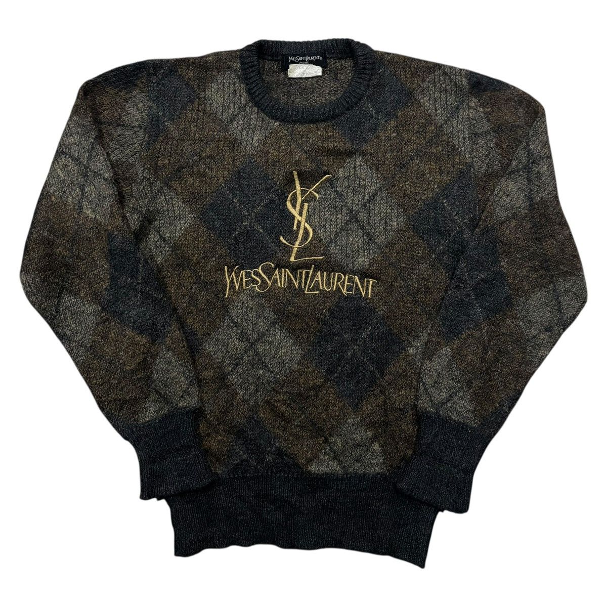 Yves Saint Laurent Vintage YSL Pour Homme Embroidery Knit Sweatshirt Size US L / EU 52-54 / 3 - 2 Thumbnail