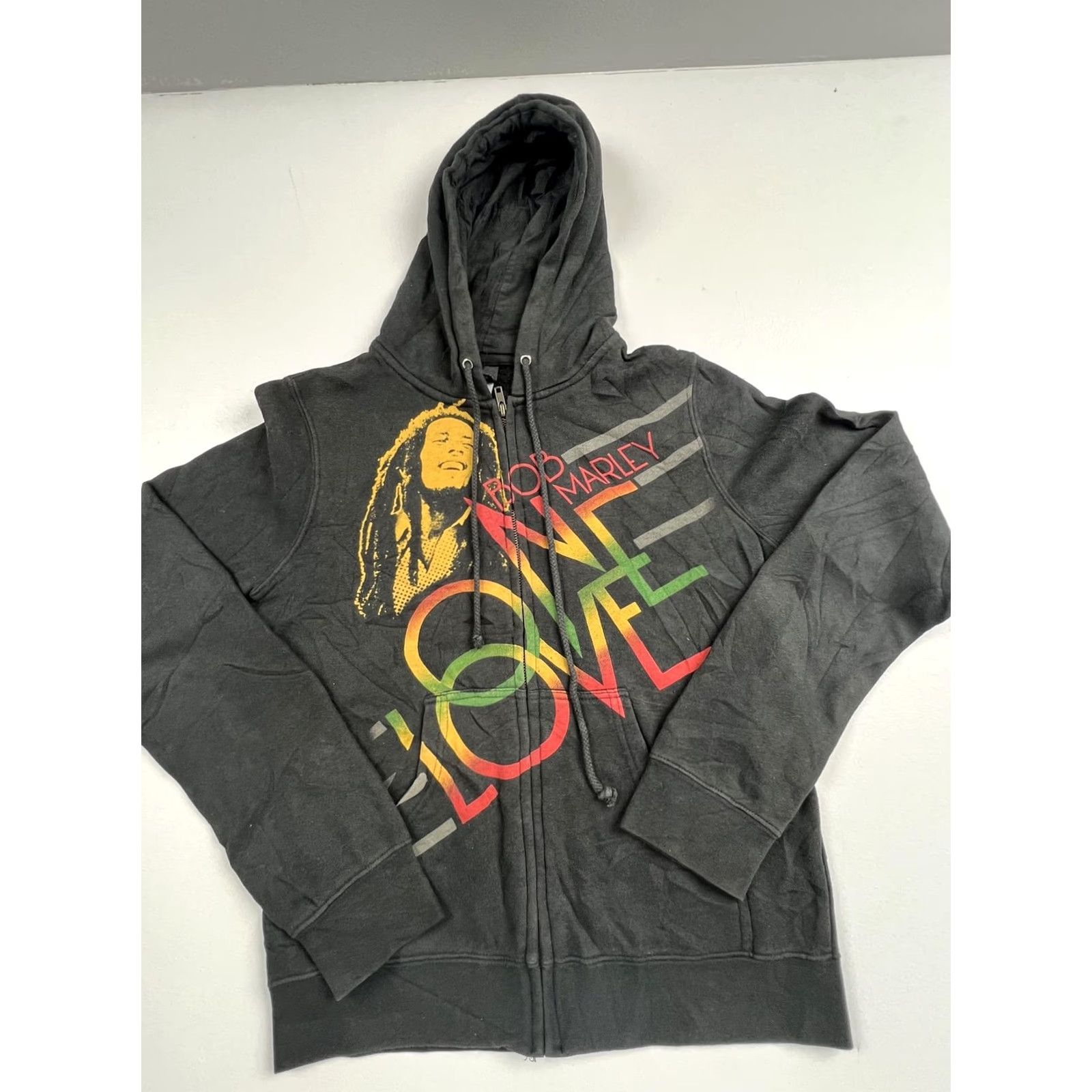 Vintage Zion Rootswear Hoodie Mens L Black Bob Marley One Love Graphic Full Zip Sweatshirt Size US L / EU 52-54 / 3 - 2 Thumbnail