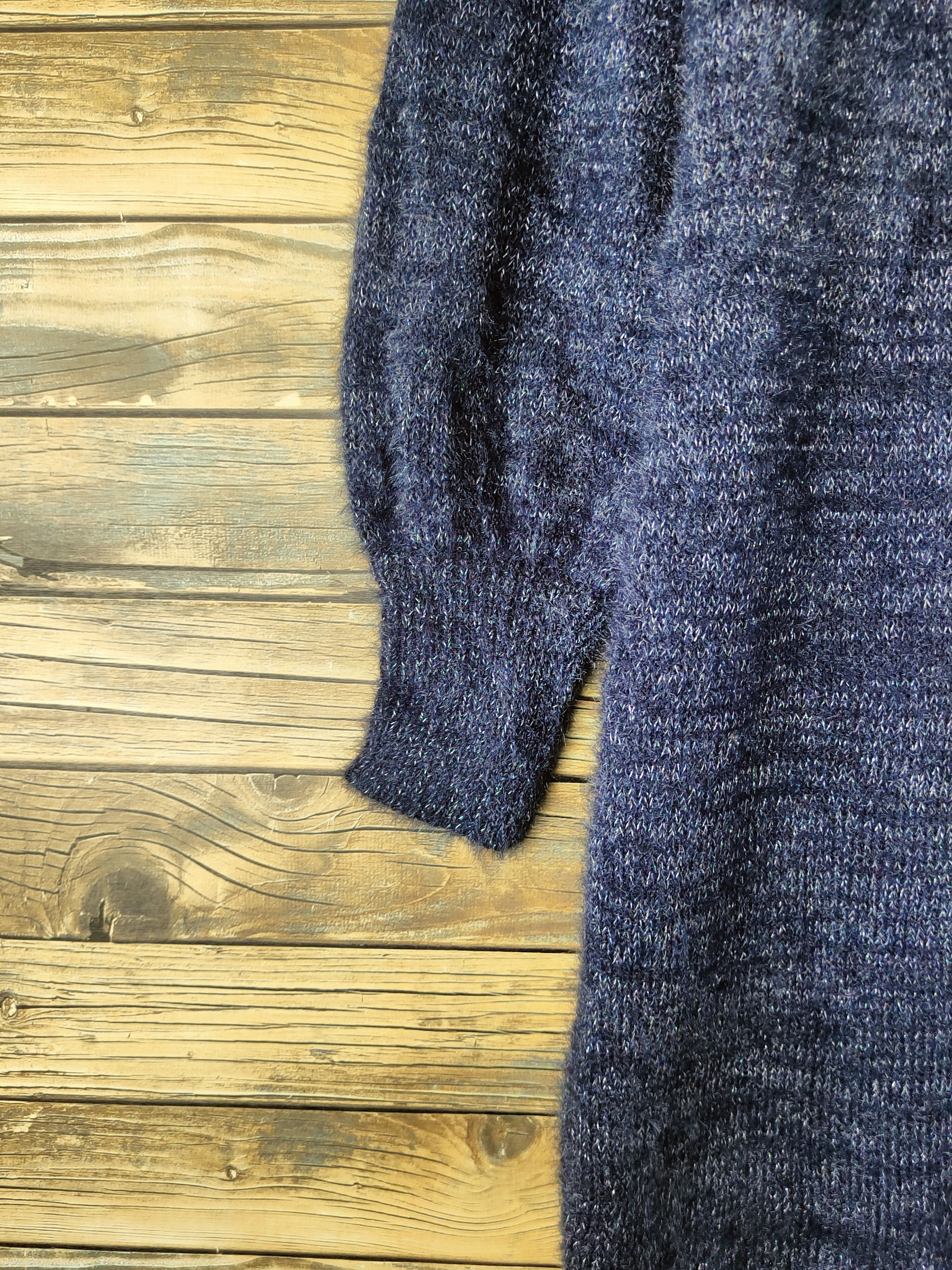 Japanese Brand DL Zootie Navy Fur Mohair Knitwear #46-496 Size M / US 6-8 / IT 42-44 - 4 Thumbnail