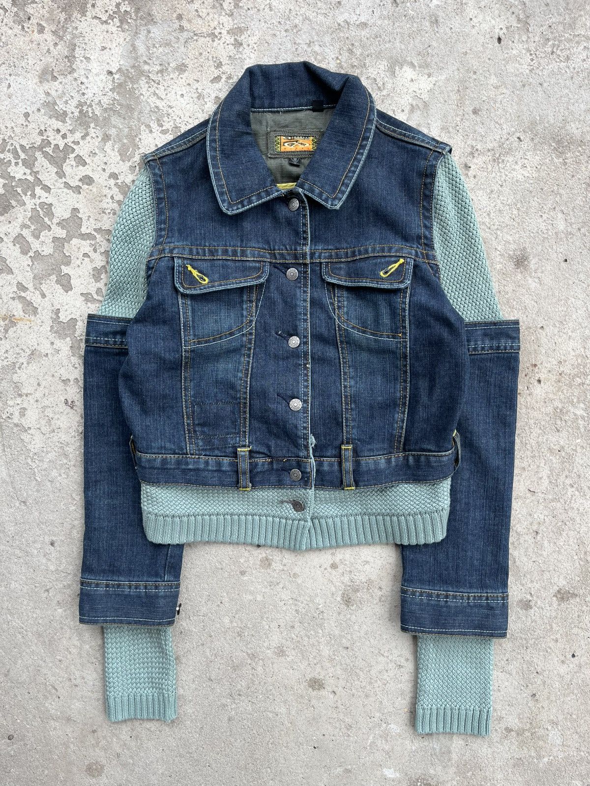Oakley Oakley Metal Industrial Denim Knitted Avant Gard Jacket Y2K Size S / US 4 / IT 40 - 1 Thumbnail