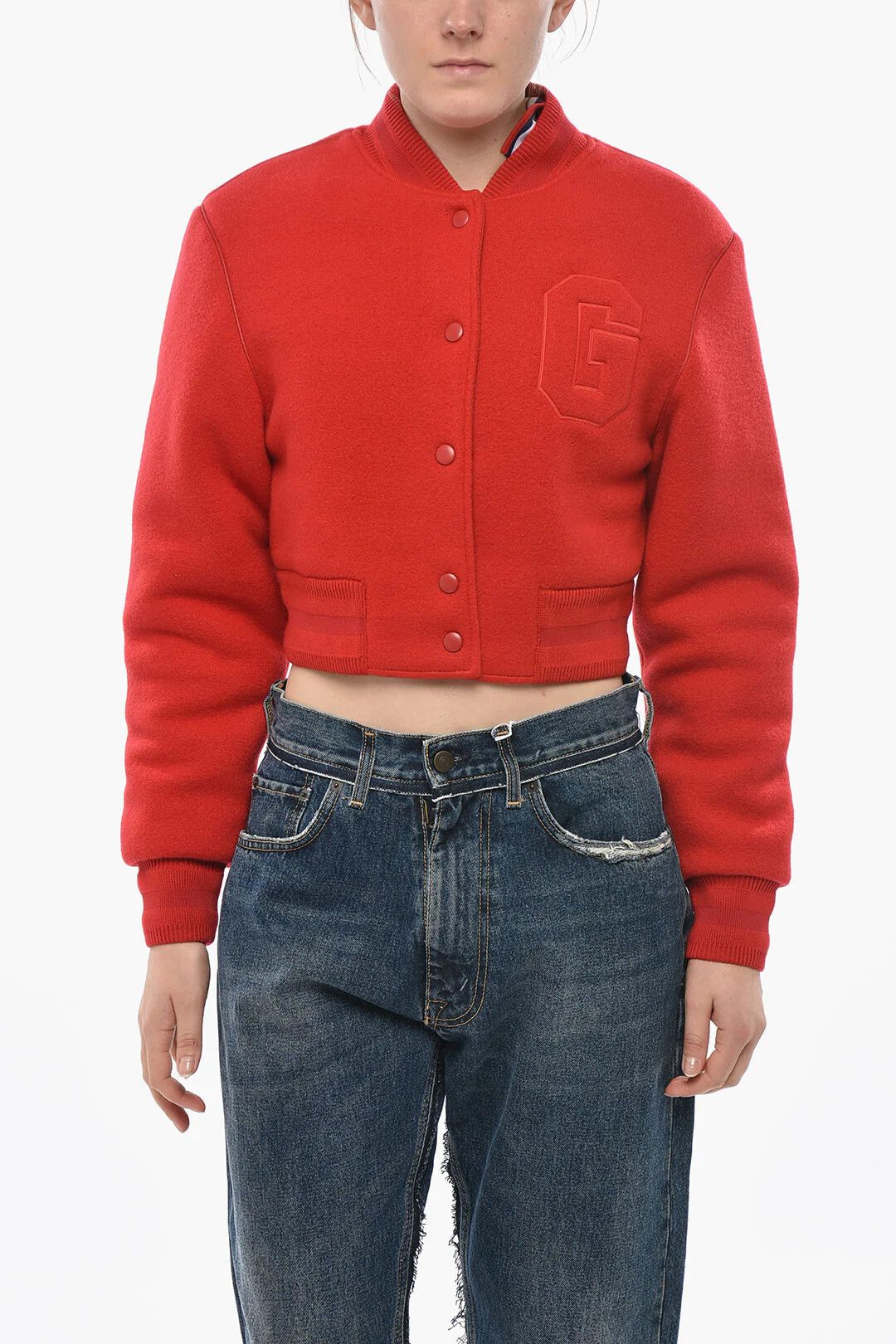 Givenchy og1mm0326 Wool Bomber Jacket in Red Size XS / US 0-2 / IT 36-38 - 1 Thumbnail